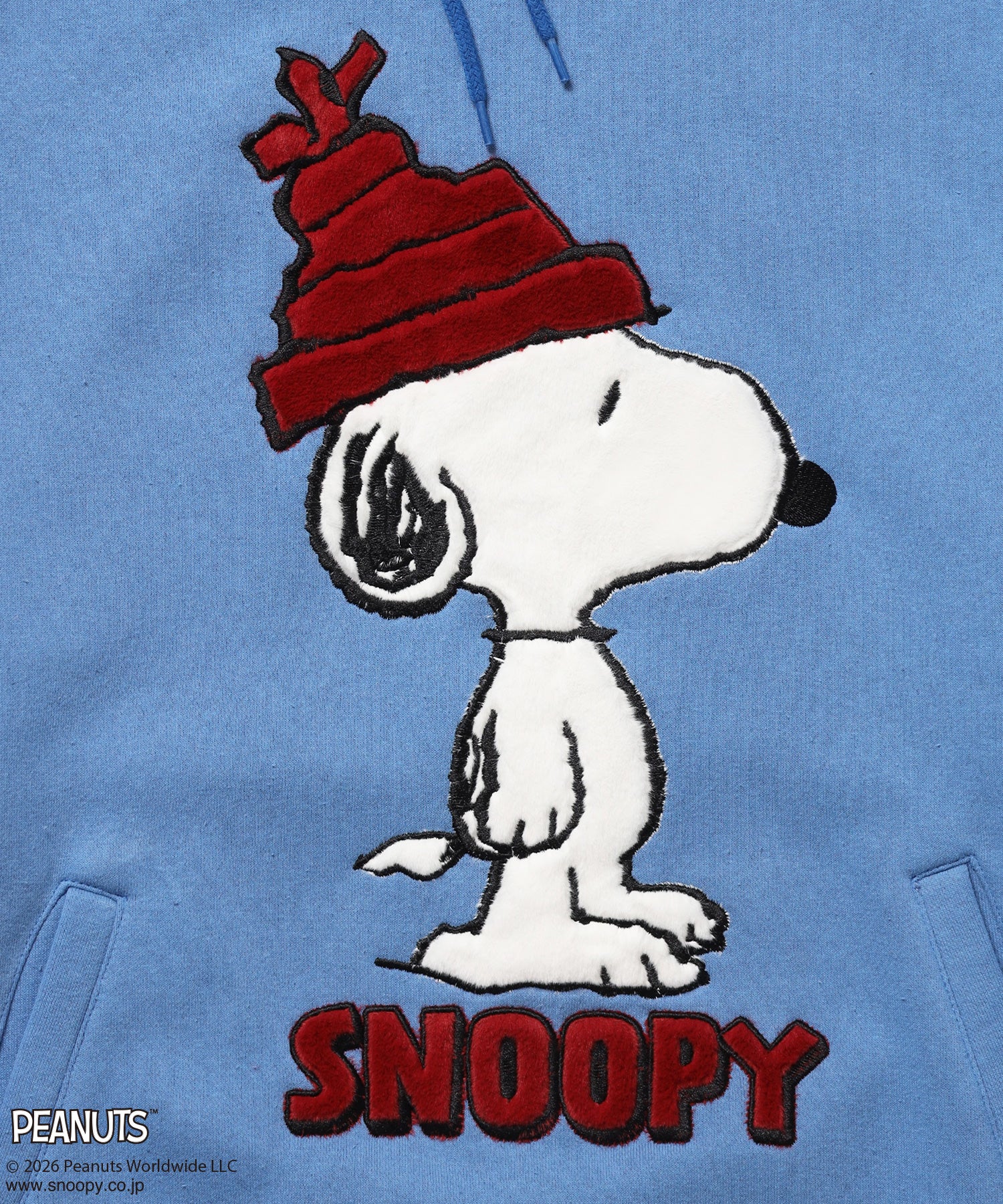 TP FUR SNOOPY APPLIQUE P/K/ スヌーピー ファーワッペン 刺繍 パーカー ブルー