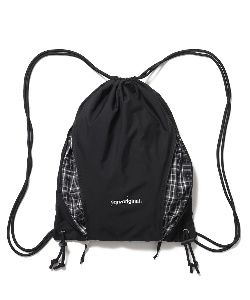 ≪予約商品≫※WEB限定 / 2WAY仕様 /チェックジップナップサック /sqnz zip knapsack ブラック