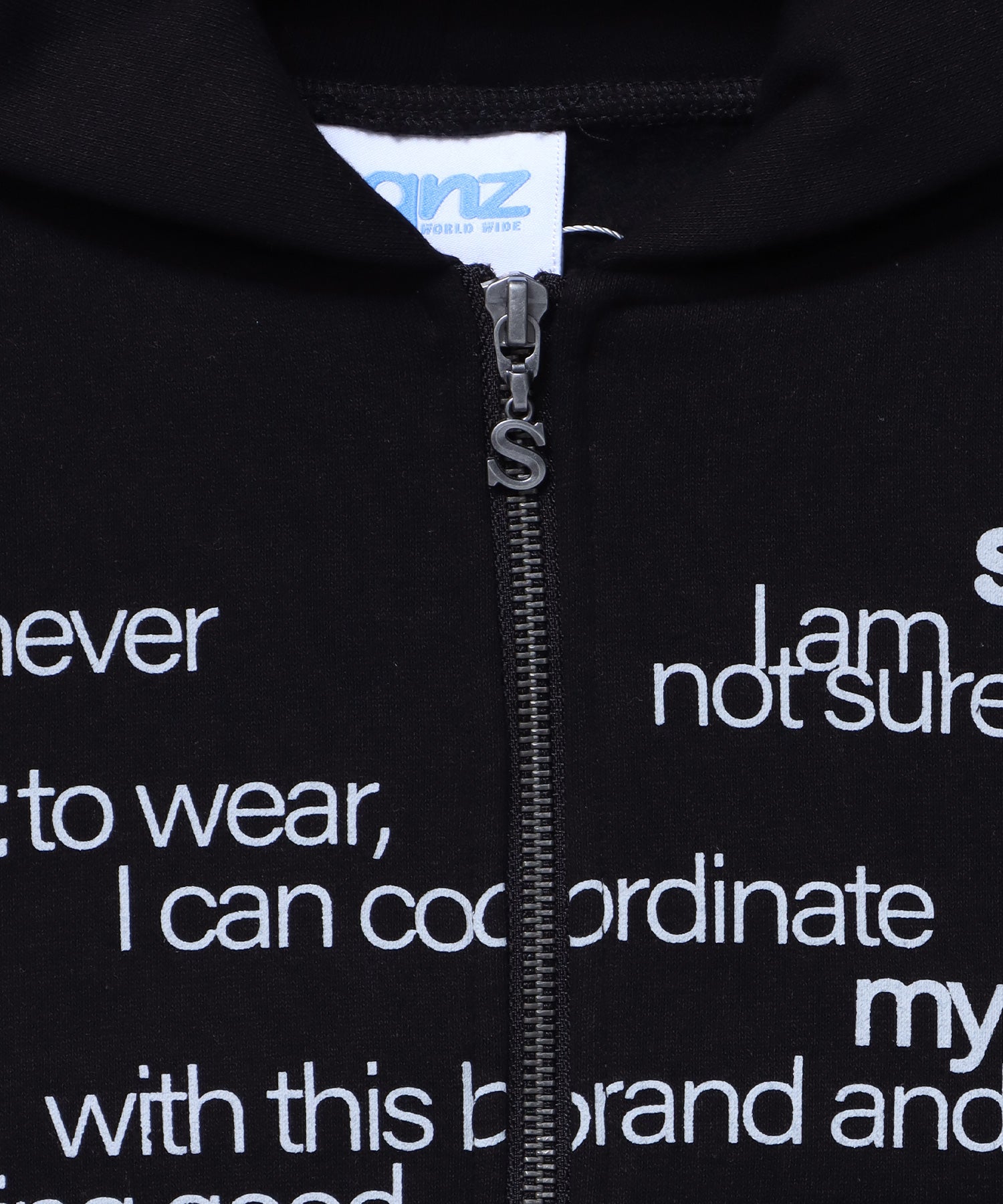 sqnz eyelet fit zip pk / レディース ジップパーカー フーディ ハトメ スタッズ ダフルジップ 裏起毛≪SET UP着用可能≫ ブラック