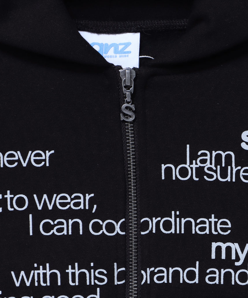 sqnz eyelet fit zip pk / レディース ジップパーカー フーディ ハトメ スタッズ ダフルジップ 裏起毛≪SET UP着用可能≫ ブラック