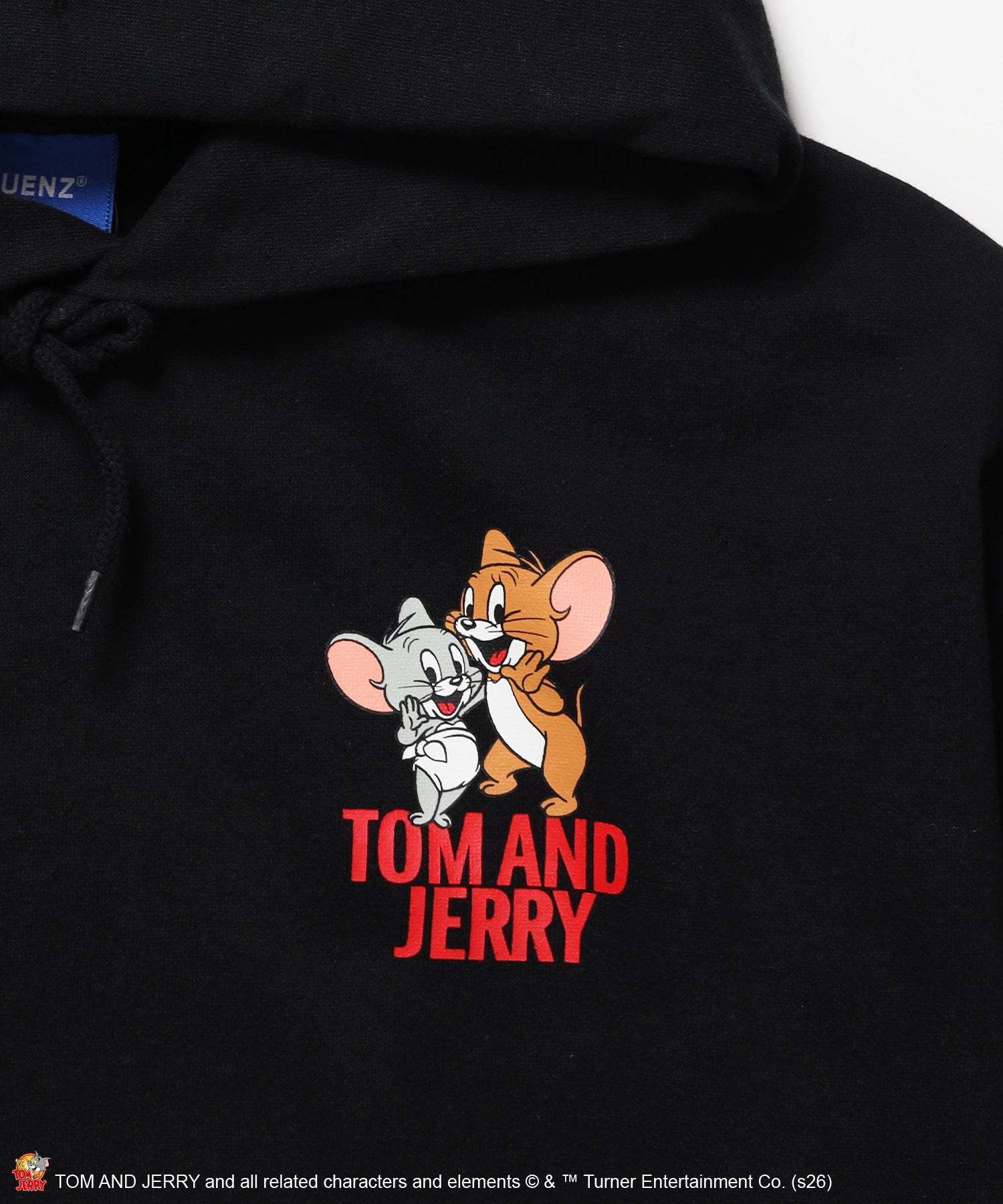 TJ JERRY TUFFY EMB. P/K / トムとジェリー プルパーカー 刺繍 プリント ブラック
