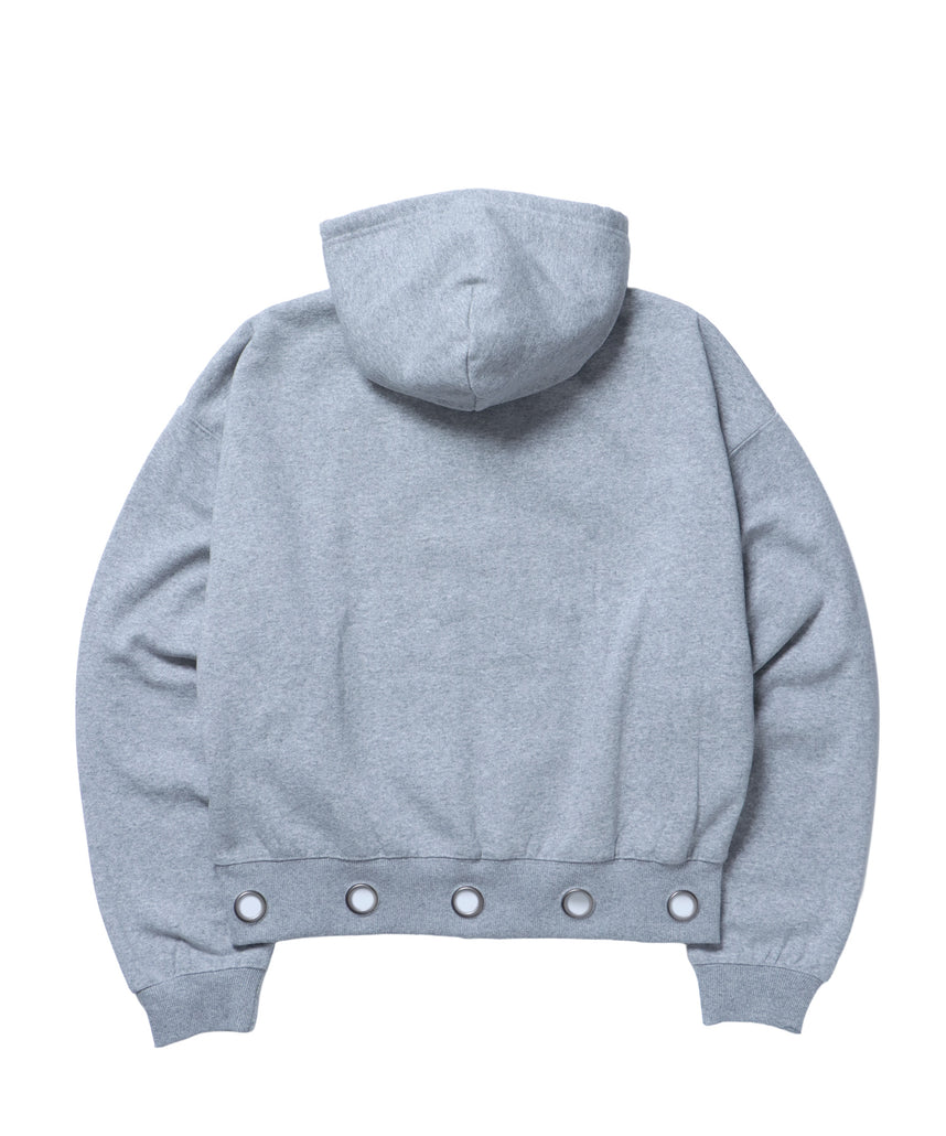 sqnz eyelet zip pk / ジップパーカー スタッズ フーディ ハトメ 裏起毛≪SET UP着用可能≫ グレー