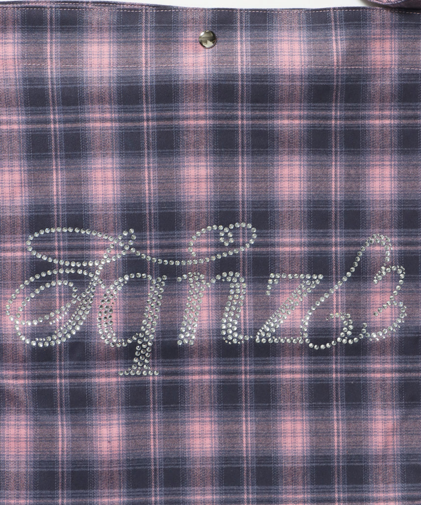 ≪予約商品≫sqnz favorite kira-kira totebag / ラインストーン バック チェック柄 2way ユニセックス ピンク