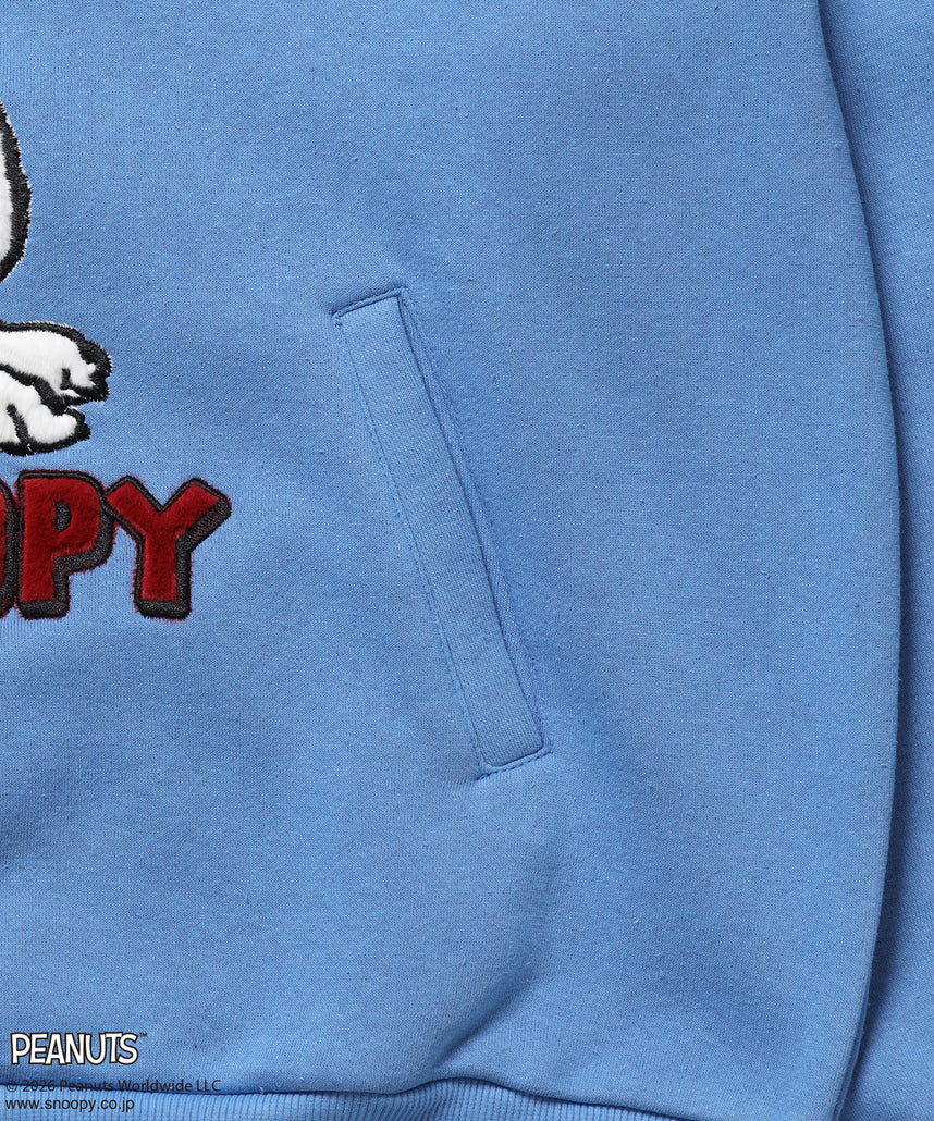 TP FUR SNOOPY APPLIQUE P/K/ スヌーピー ファーワッペン 刺繍 パーカー ブルー