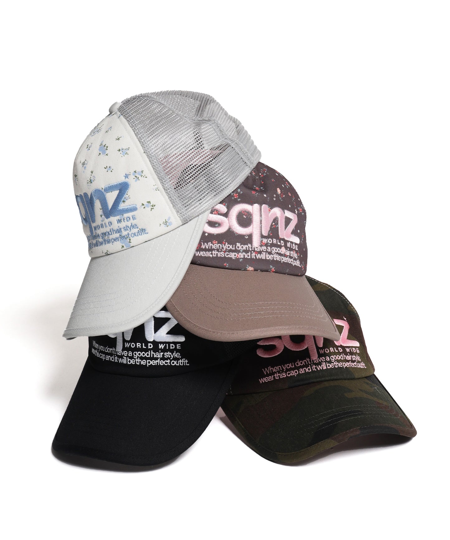 ※WEB限定 / 刺繍 / メッシュキャップ / sqnz mesh logo cap ライトグレー