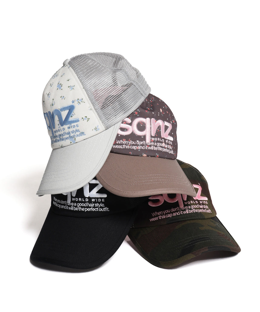 ※WEB限定 / 刺繍 / メッシュキャップ / sqnz mesh logo cap ライトグレー