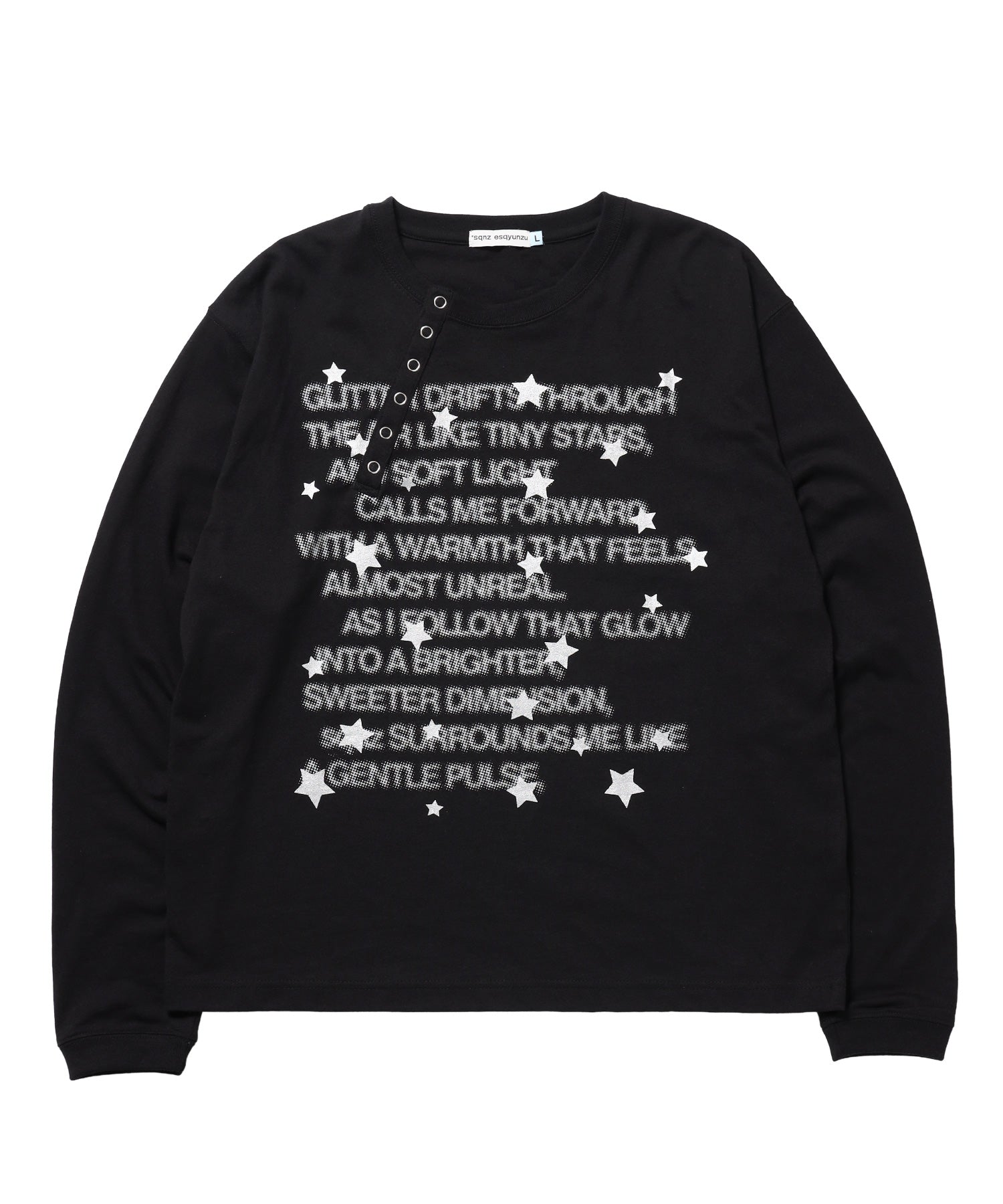 ※WEB限定 / ぼかしプリントヘンリーネックロンT / sqnzU BORDER L/S TEE ブラック