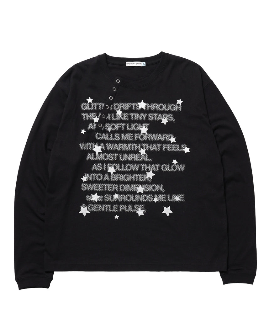 ※WEB限定 / ぼかしプリントヘンリーネックロンT / sqnzU BORDER L/S TEE ブラック