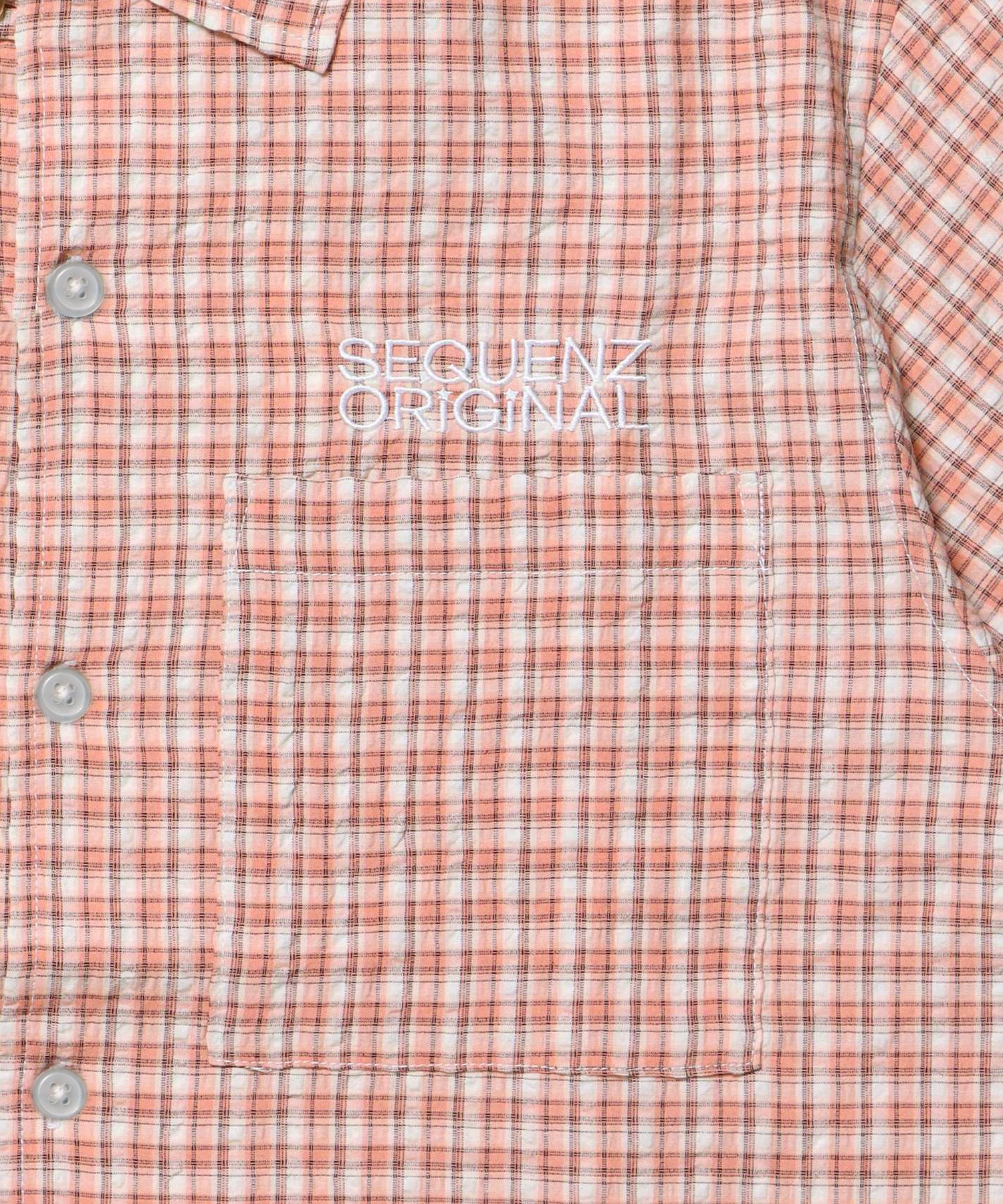 SQNZ APPLIQUE CHECK SHIRTS / シャツ ショート丈 チェック 半袖 刺繍 ピンク