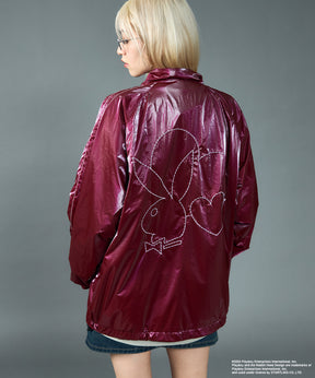 PB COATING JACKET / プレイボーイ ジャケット コーティング フルジップ センターロゴ バーガンディー