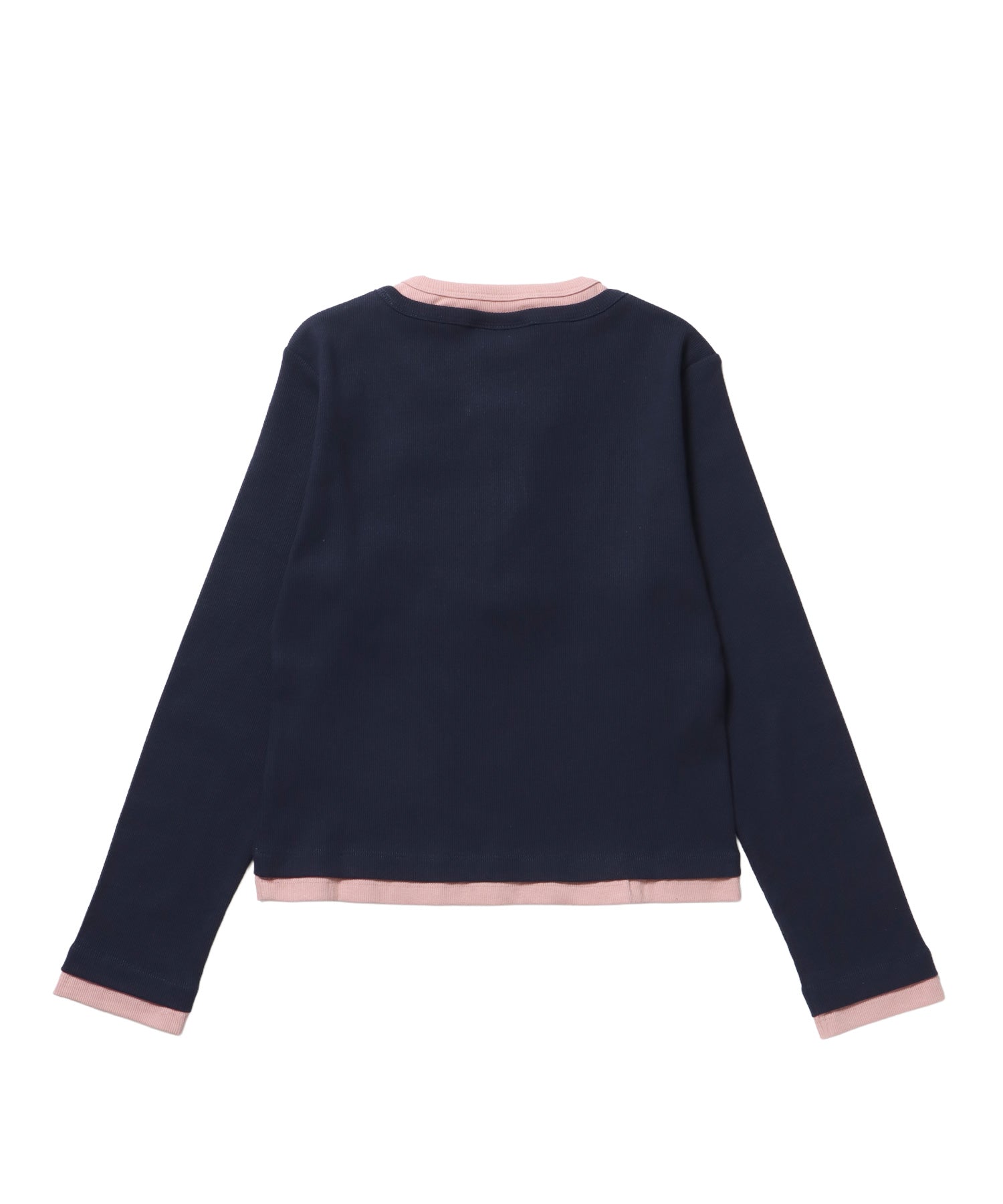 sqnz fake layered henley star l/s tee / 長袖 プリント ヘンリー フェイクレイヤード ツートーン ネイビー