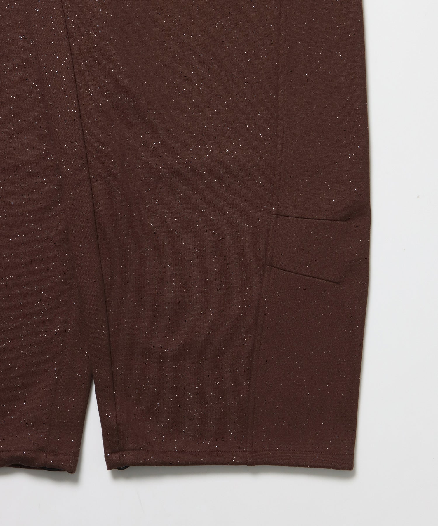 sqnz glitter sweat pants / グリッター スウェットパンツ ラインストーン ドローストリング ポケット 裏起毛 【セットアップ着用可能】 モカ