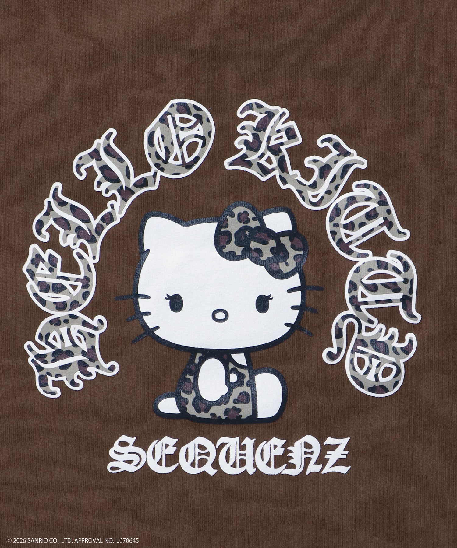HK CIRCLE LOGO TEE / ハローキティ キティちゃん 半袖 クルーネック プリント ワンポイント ラインストーン プリント ブラウン