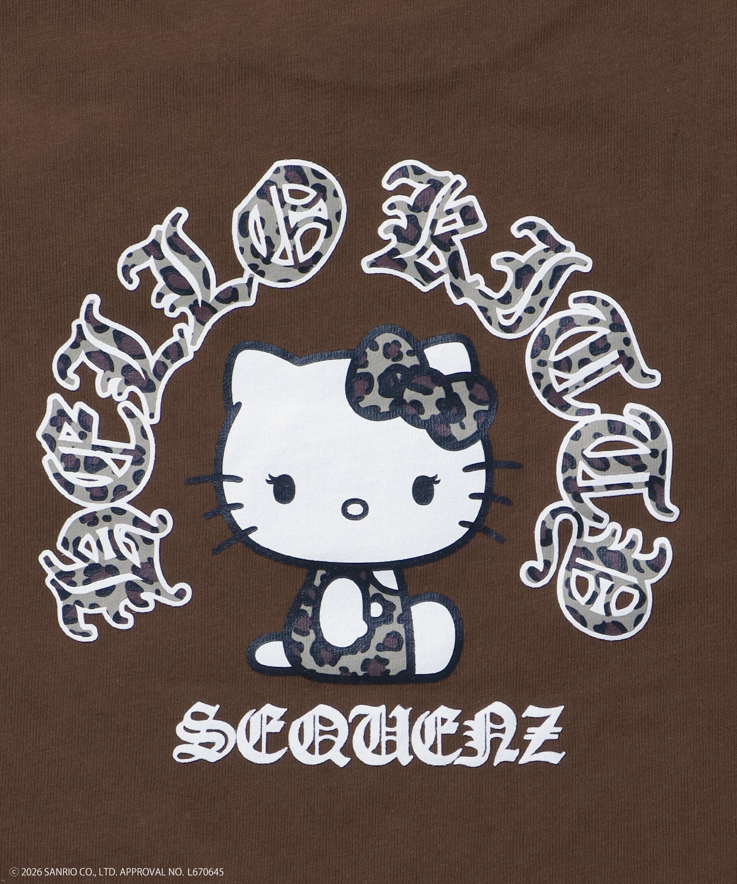 HK CIRCLE LOGO TEE / ハローキティ キティちゃん 半袖 クルーネック プリント ワンポイント ラインストーン プリント ブラウン