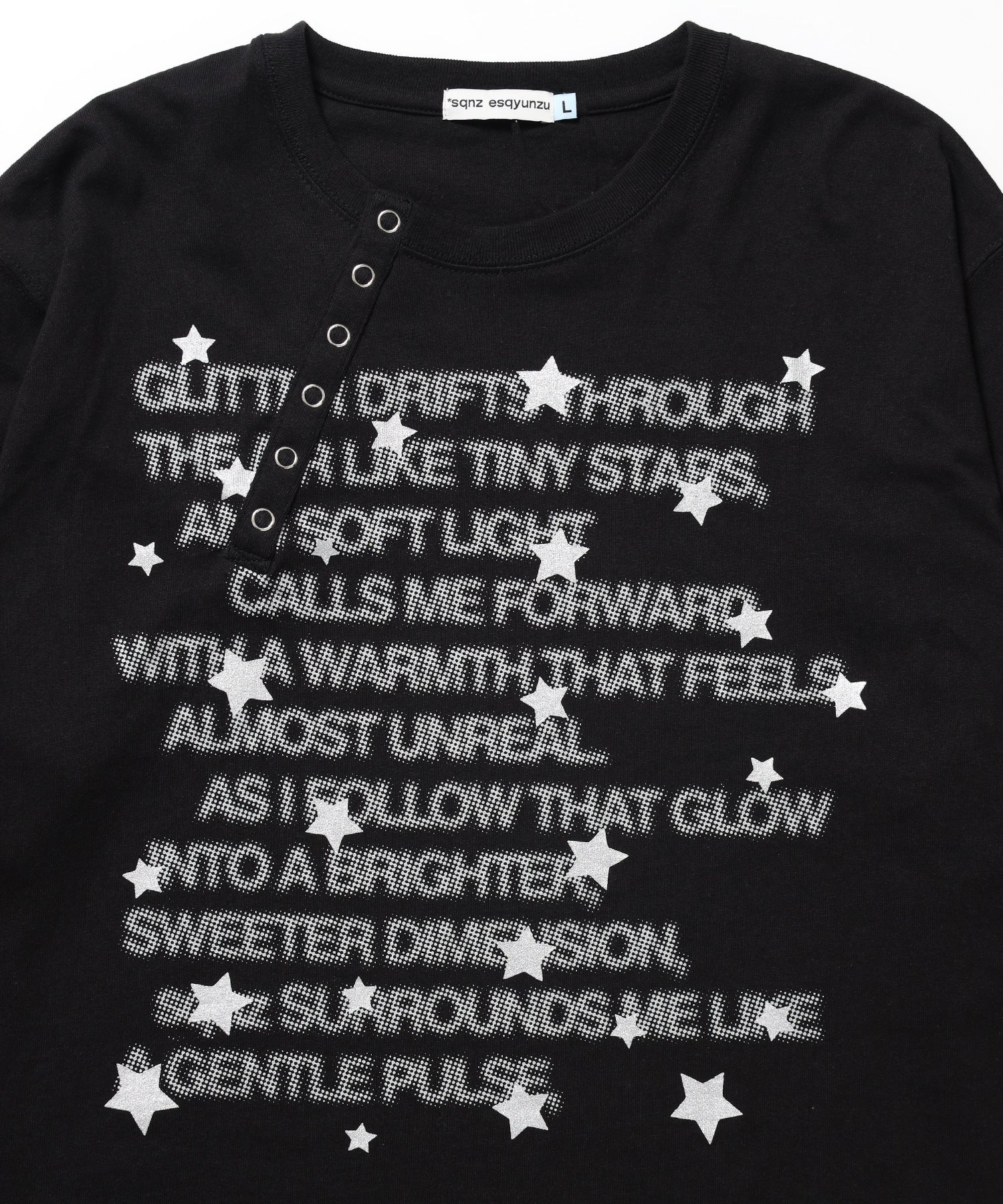 ※WEB限定 / ぼかしプリントヘンリーネックロンT / sqnzU BORDER L/S TEE ブラック