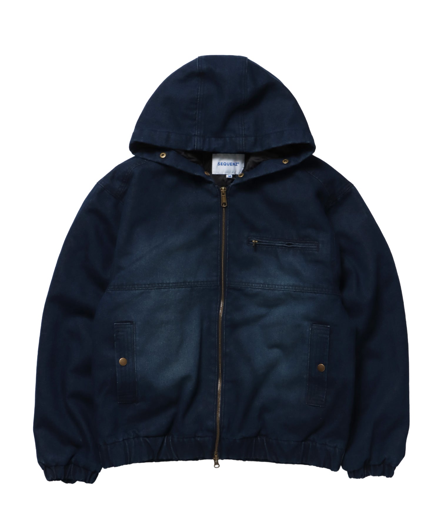 FUR DENIM HOODIE JKT / デニム ジャケット ファー 中綿 ダブルジップ フーディ ブルー
