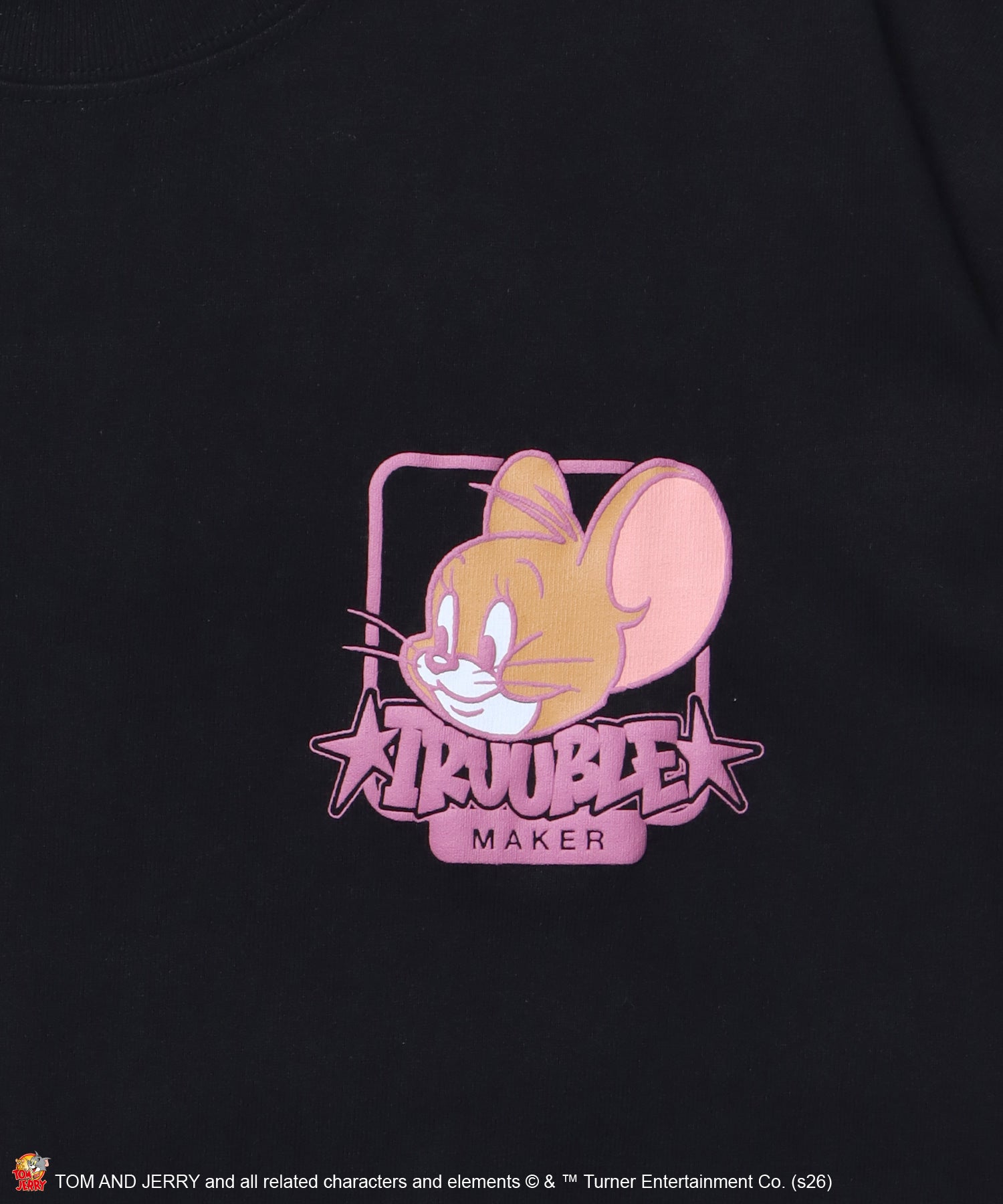 TJ BACK STYLE JERRY TEE / トムとジェリー Tシャツ 半袖 クルーネック プリント オーバーサイズ ブラック