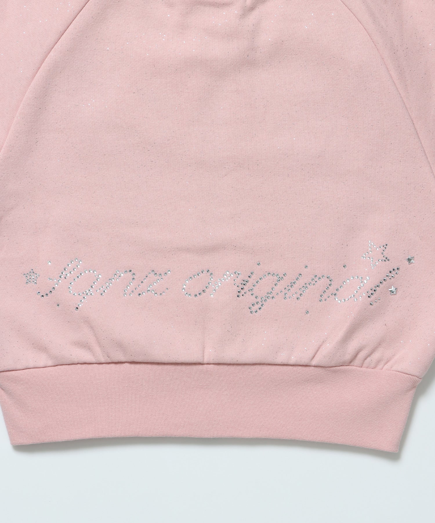 sqnz glitter zip top / グリッターダブルジップ ジップスウェット 裏起毛 ラインストーン 【セットアップ着用可能】 ライトピンク