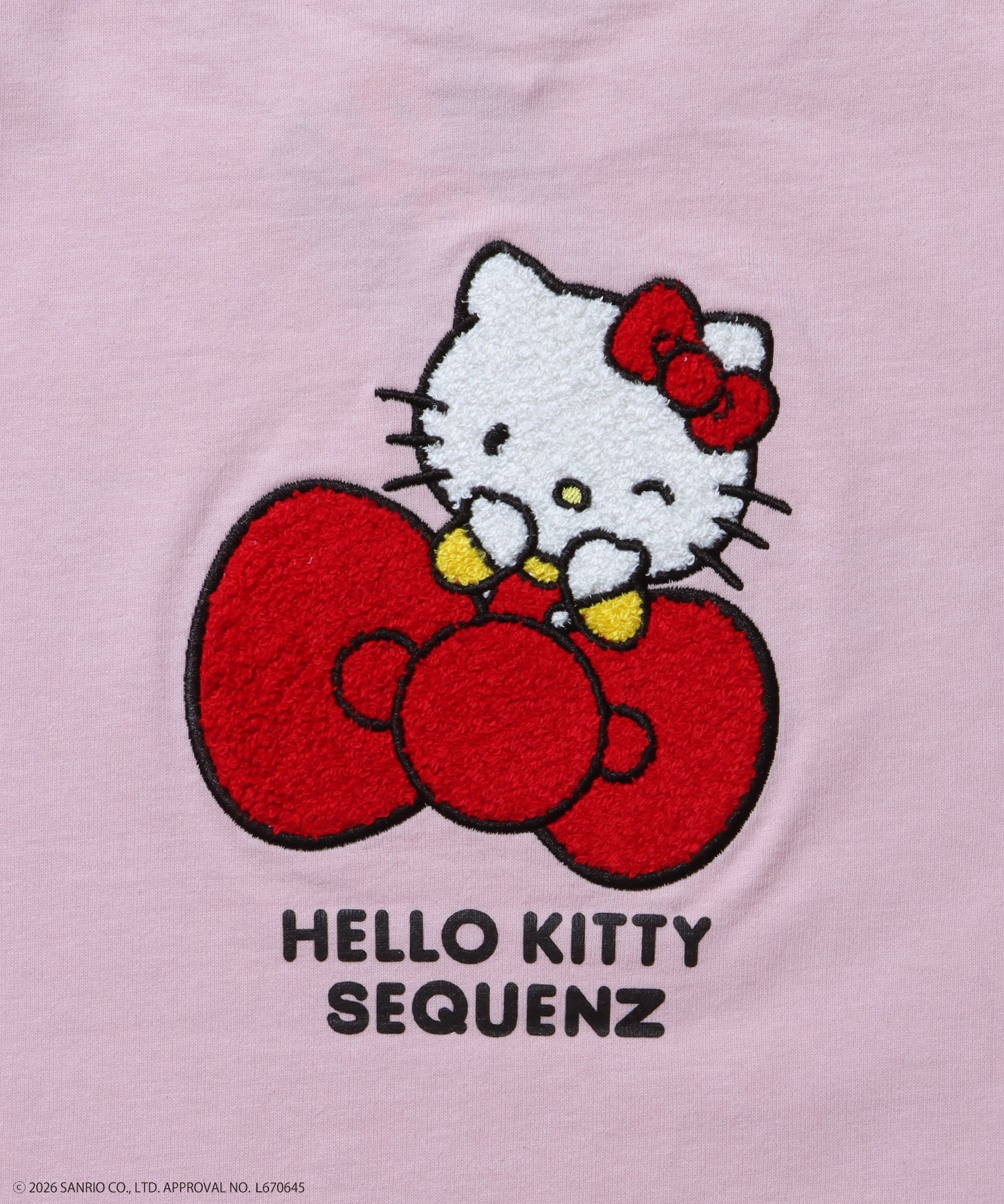 HK EMBROIDERY KITTY TEE / ハローキティ キティちゃん 半袖 クルーネック プリント ワンポイント 刺繍 ライトピンク