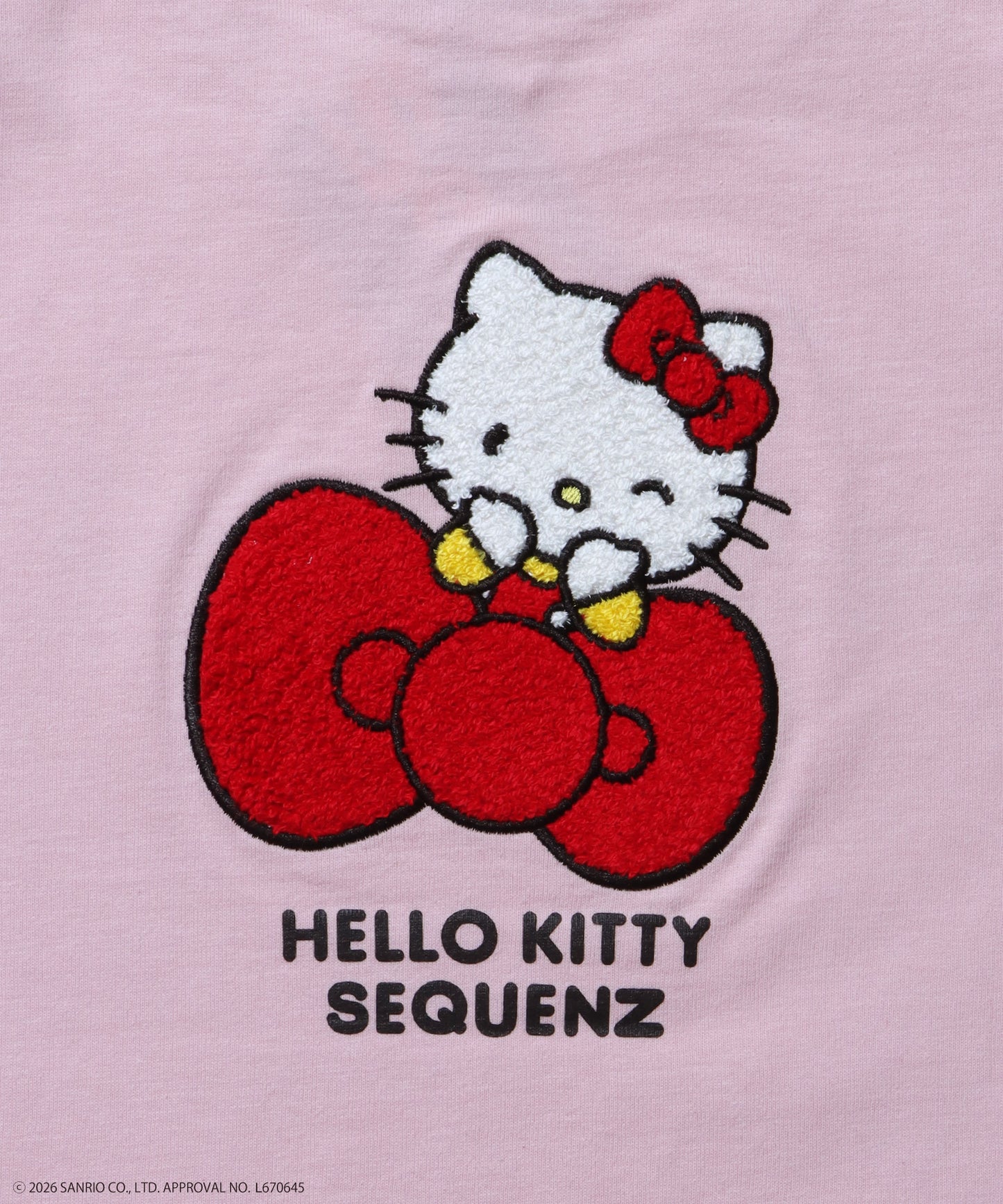 HK EMBROIDERY KITTY TEE / ハローキティ キティちゃん 半袖 クルーネック プリント ワンポイント 刺繍 ライトピンク