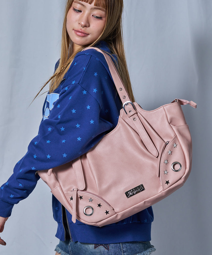 ※WEB限定 / スタースタッズ&ハトメハンドバッグ / sqnz star eyelet bag ピンク