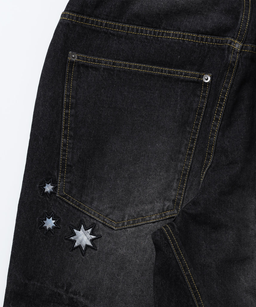 ※WEB限定 / ワイドデニムパンツ / sqnz seam design applique denim ブラック