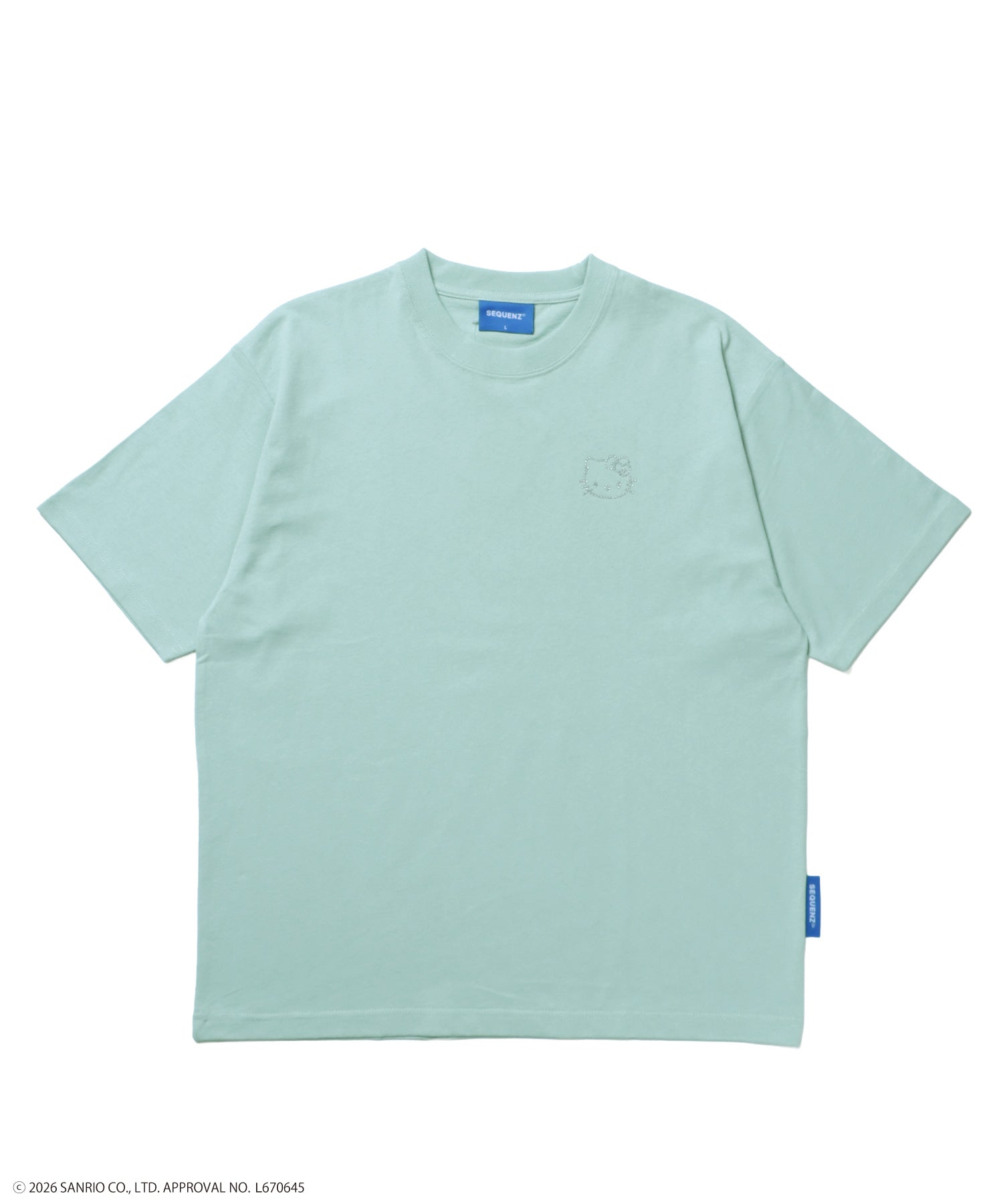 HK CIRCLE LOGO TEE / ハローキティ キティちゃん 半袖 クルーネック プリント ワンポイント ラインストーン プリント グリーン