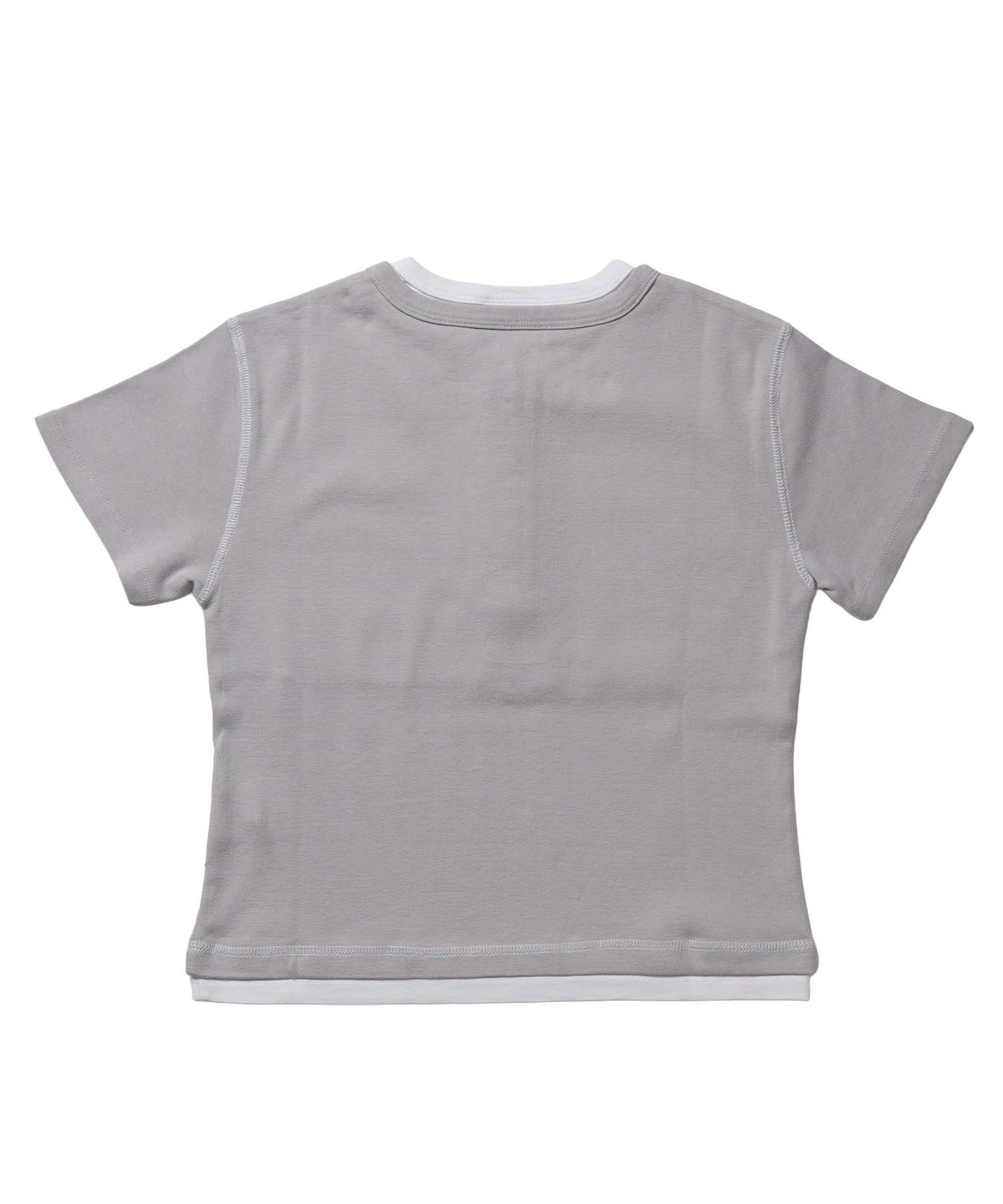 ※WEB限定 / フェイクレイヤード / バイカラーヘンリーネック半袖T /sqnz fake layered henley star tee ライトグレー