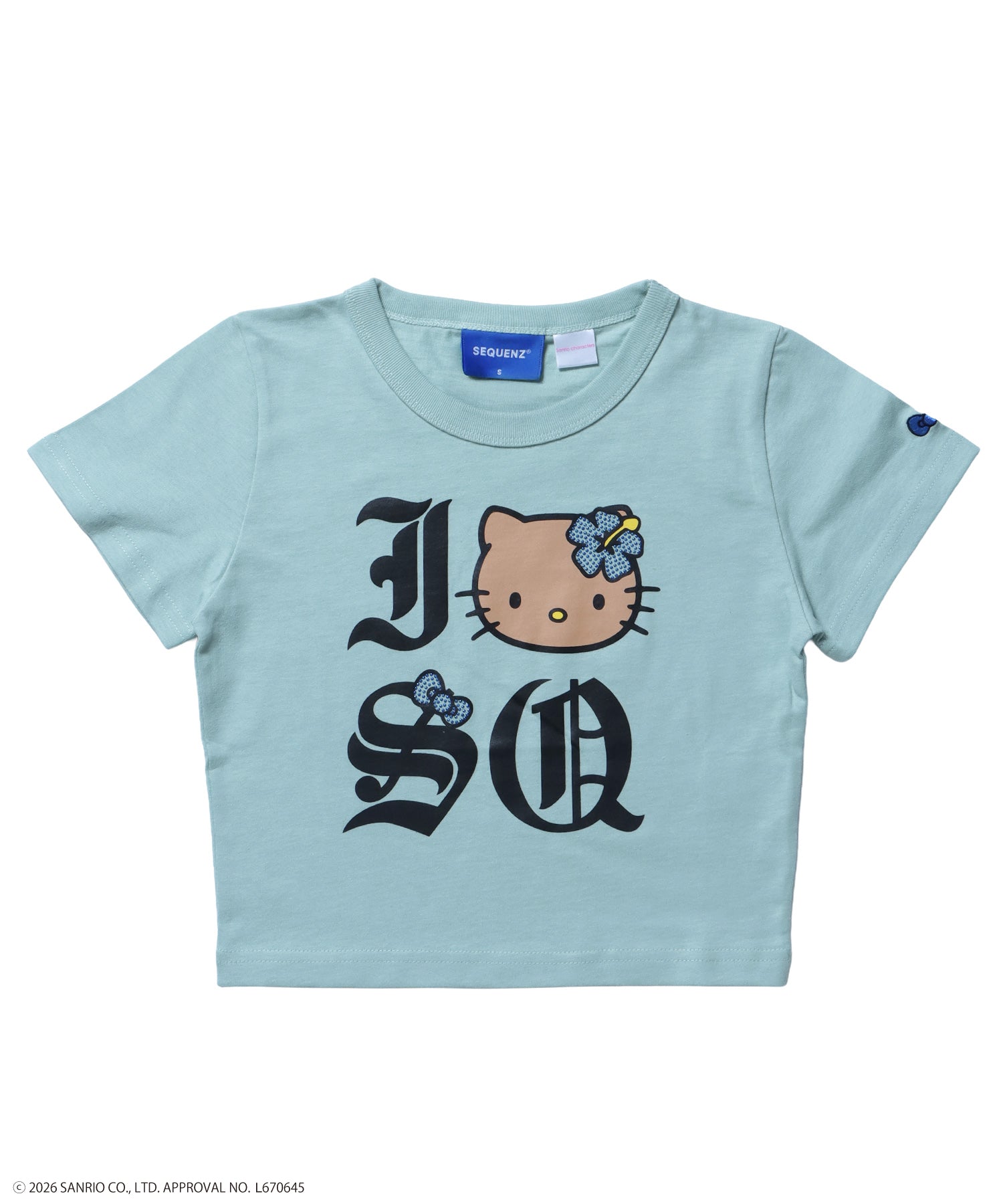 HK I LOVE “KI”TEE / ハローキティ キティちゃん 半袖 クルーネック プリント ワンポイント グリーン