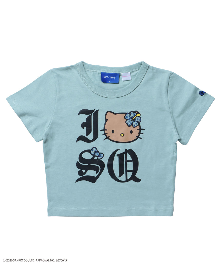 HK I LOVE “KI”TEE / ハローキティ キティちゃん 半袖 クルーネック プリント ワンポイント グリーン
