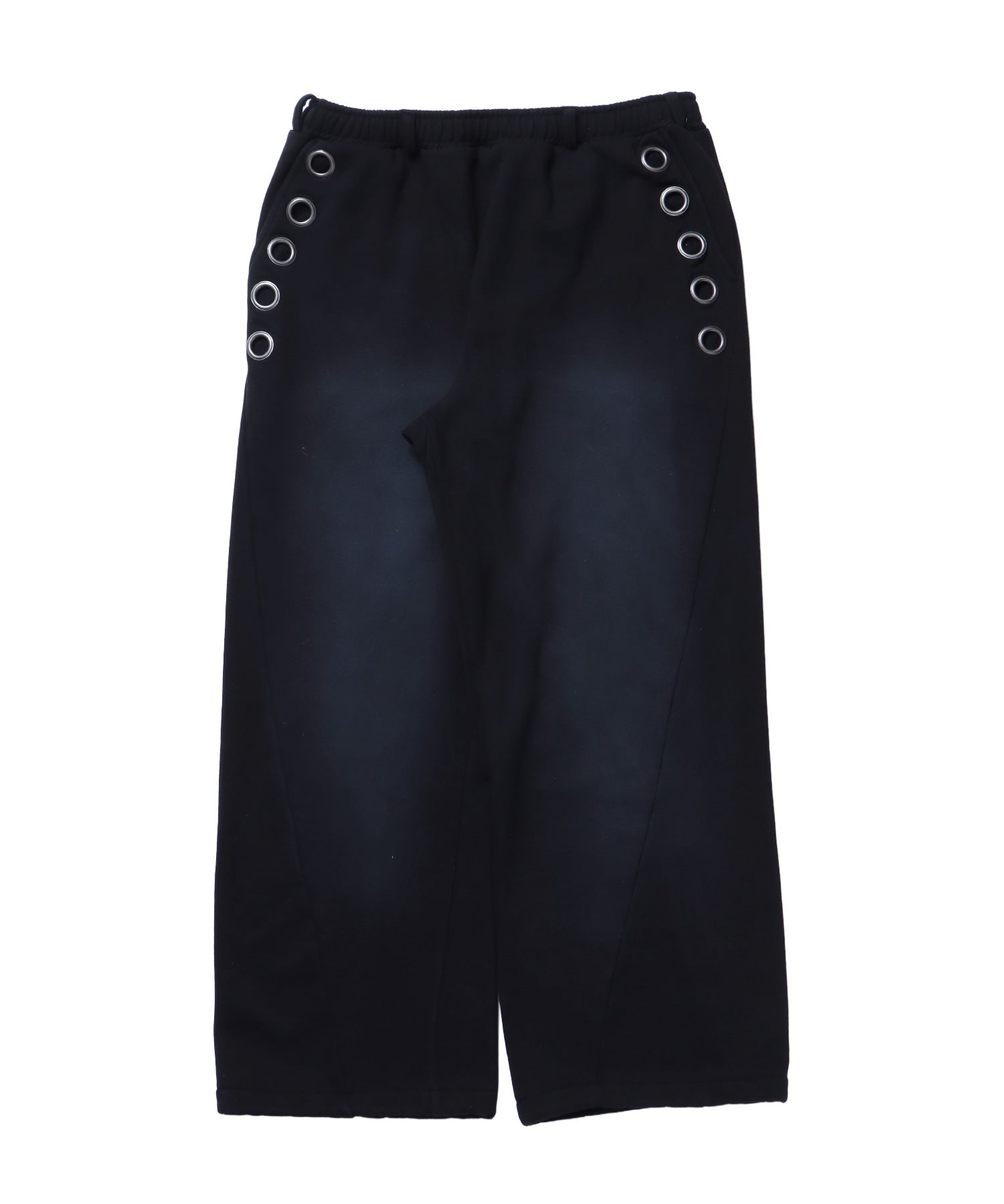 sqnz fade sweat pants / スウェット パンツ 加工 ハトメ スタッズ 裏起毛≪SET UP着用可能≫ ブラック