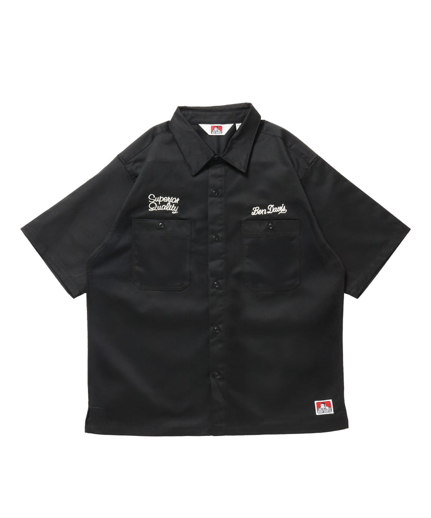 RACER S/S WORK SHIRT / 半袖 シャツ ワーク レギュラーカラー ボックスシルエット ブラック