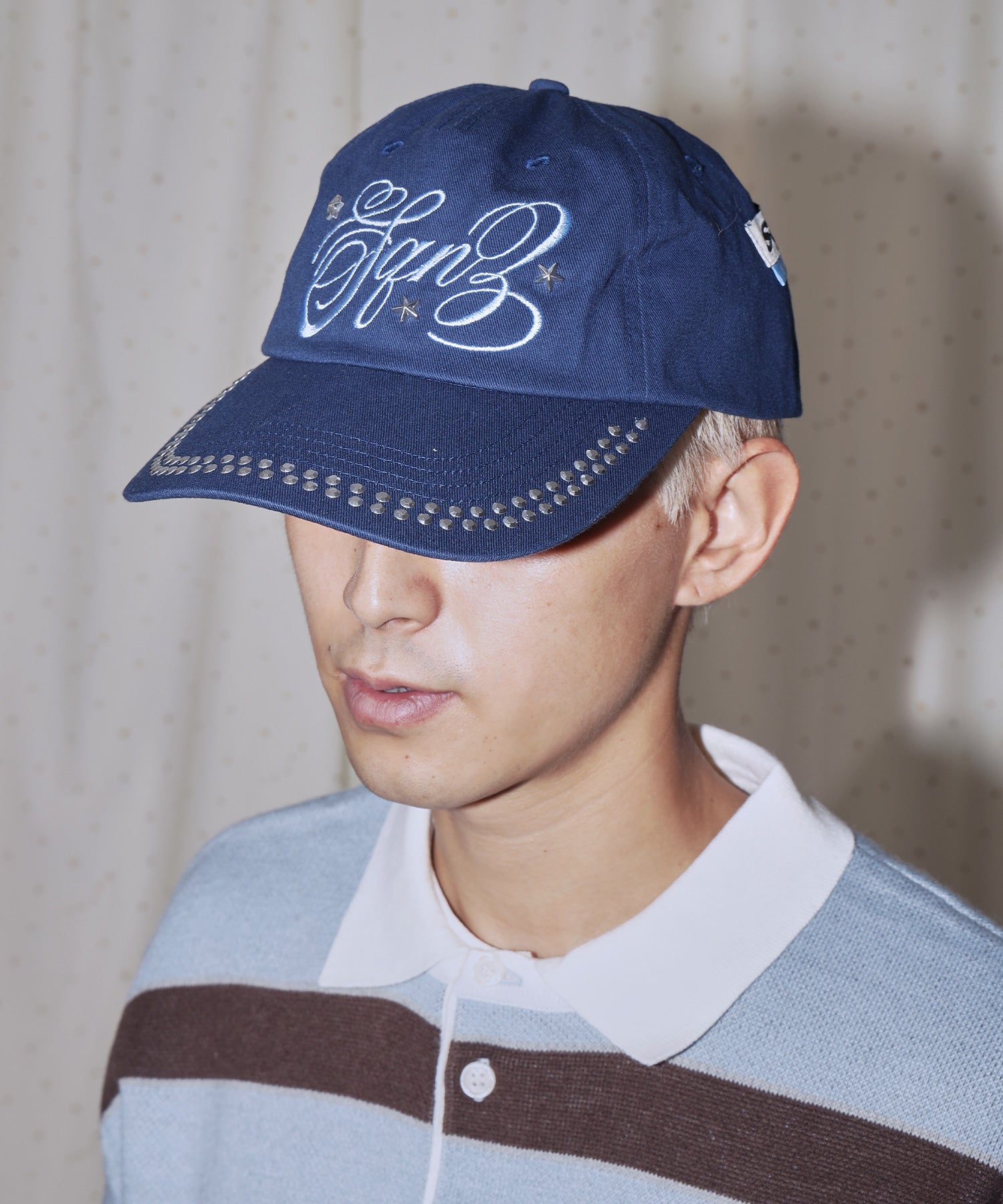 sqnz studs cap / キャップ 帽子 スタッズ 刺繍 ネイビー