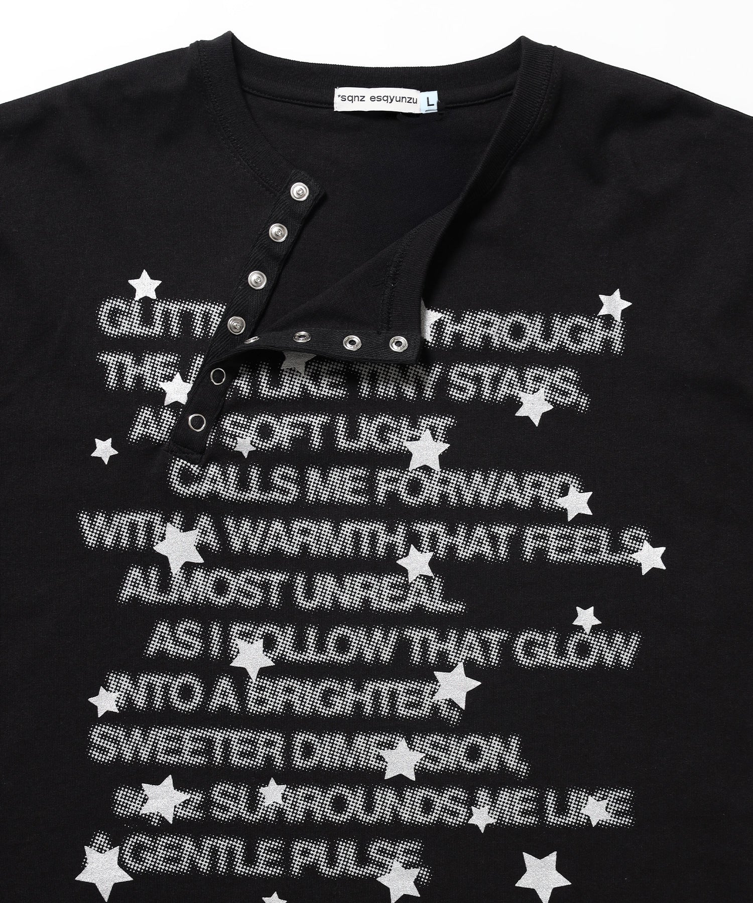 ※WEB限定 / ぼかしプリントヘンリーネックロンT / sqnzU BORDER L/S TEE ブラック