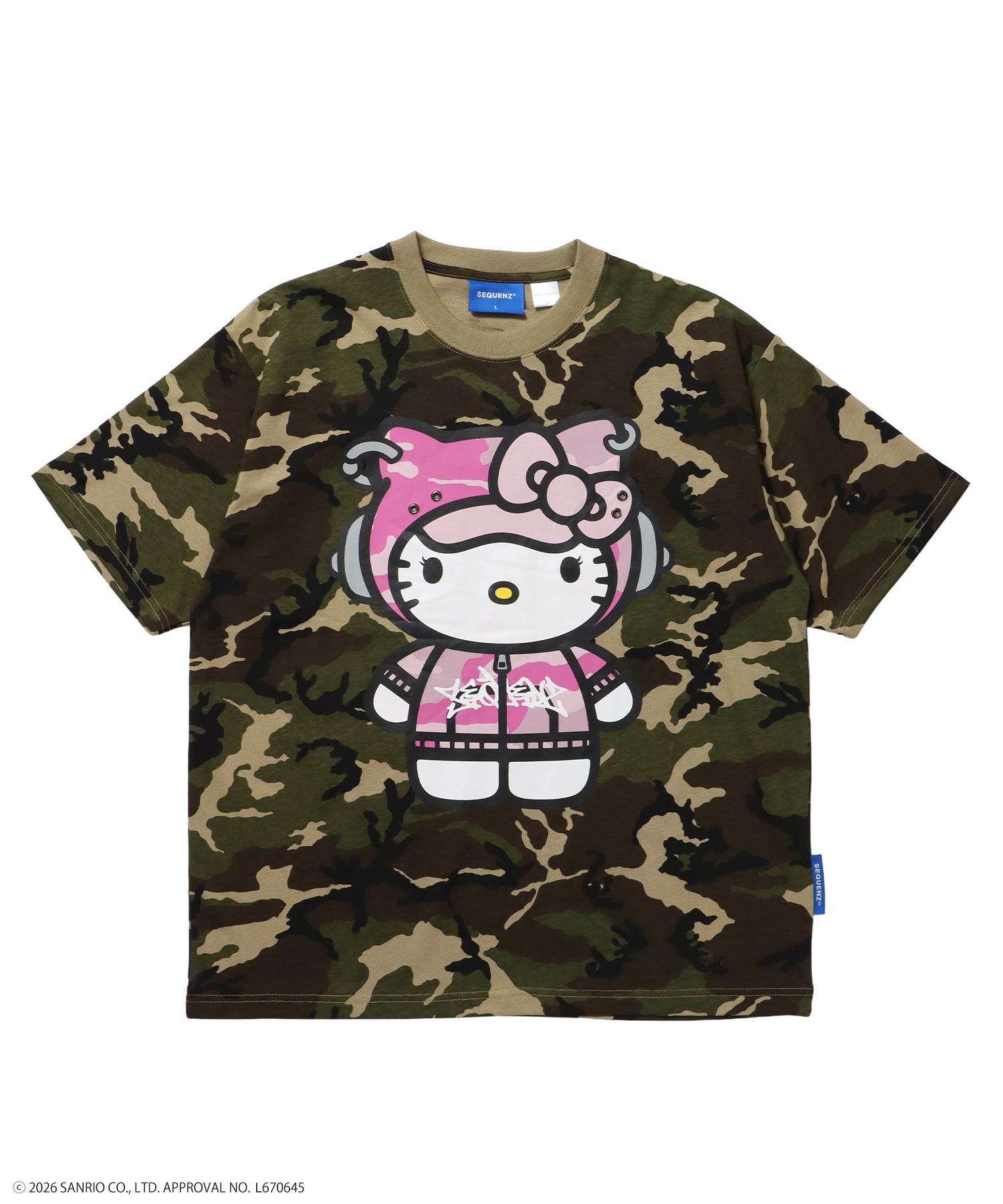 HK EYELET TEE / ハローキティ キティちゃん 半袖 クルーネック プリント ワンポイント ハトメ 柄80
