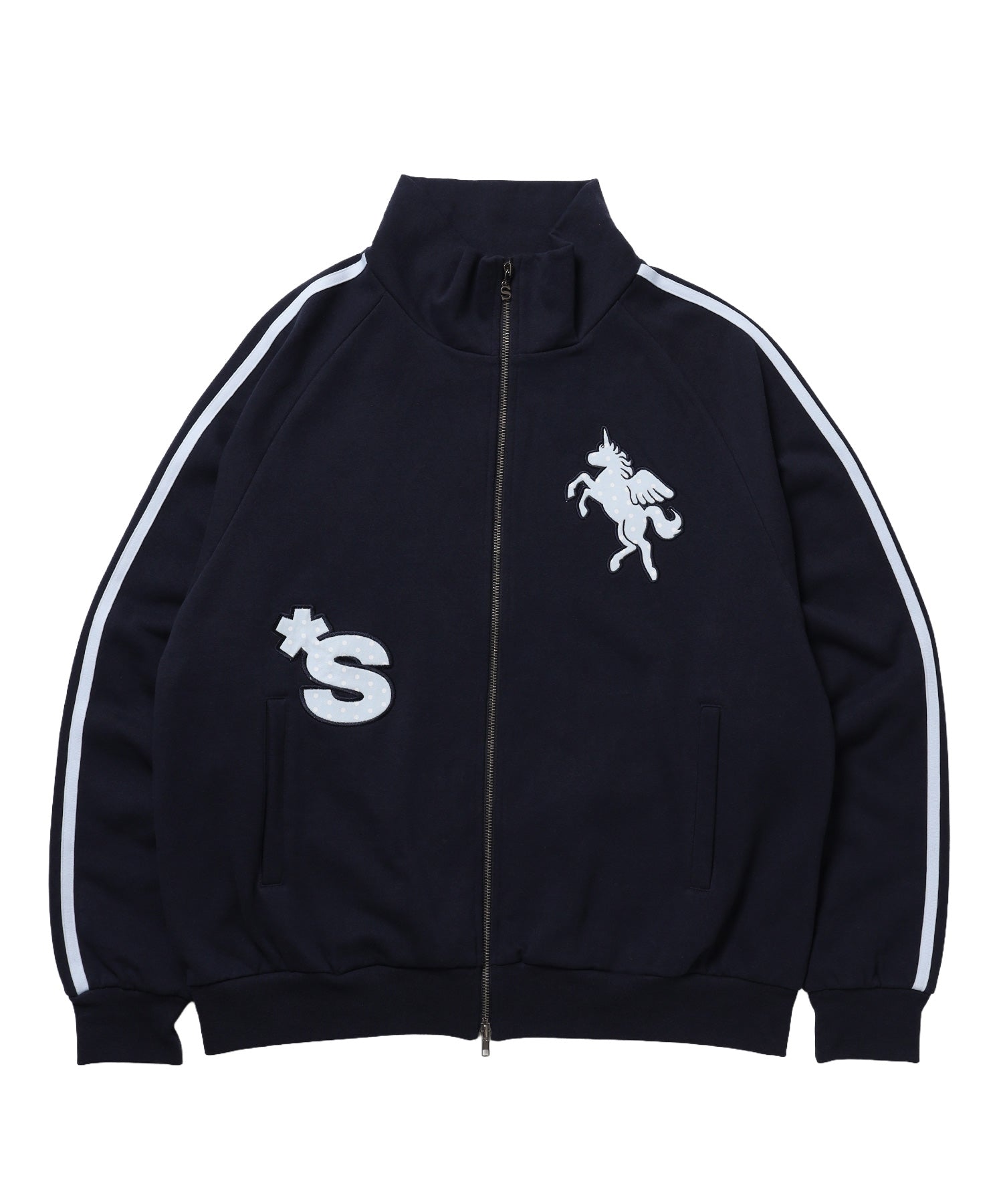 ※WEB限定 / ユニコーンワッペン刺繍トラックジャケット / sqnzU horse track jkt ネイビー