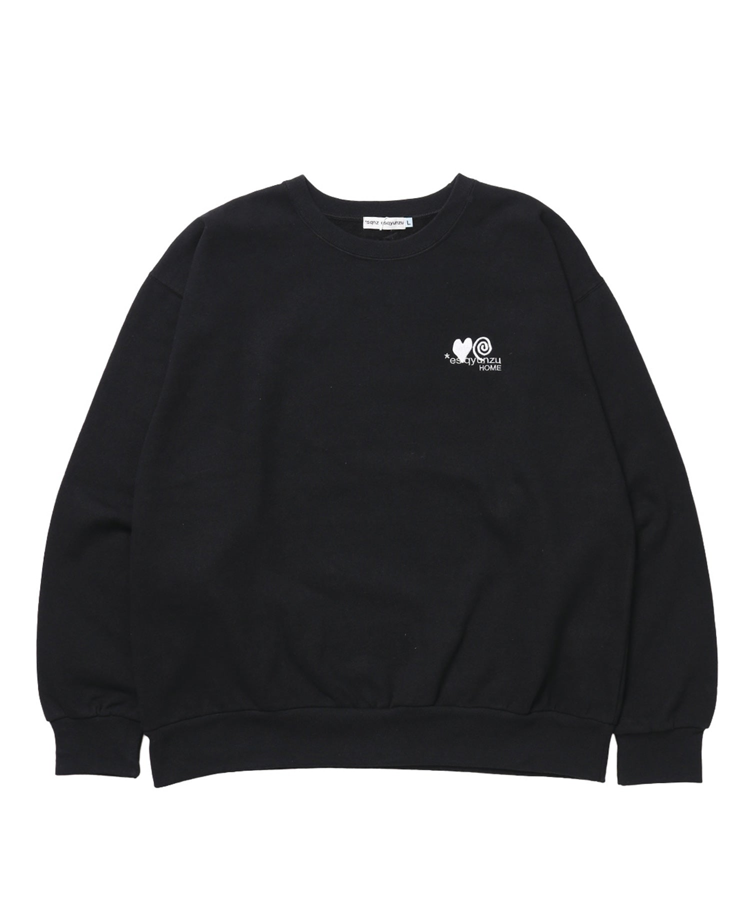 ※WEB限定 サークルハート刺繍裏起毛スウェット / sqnzU basic logo c/n ブラック