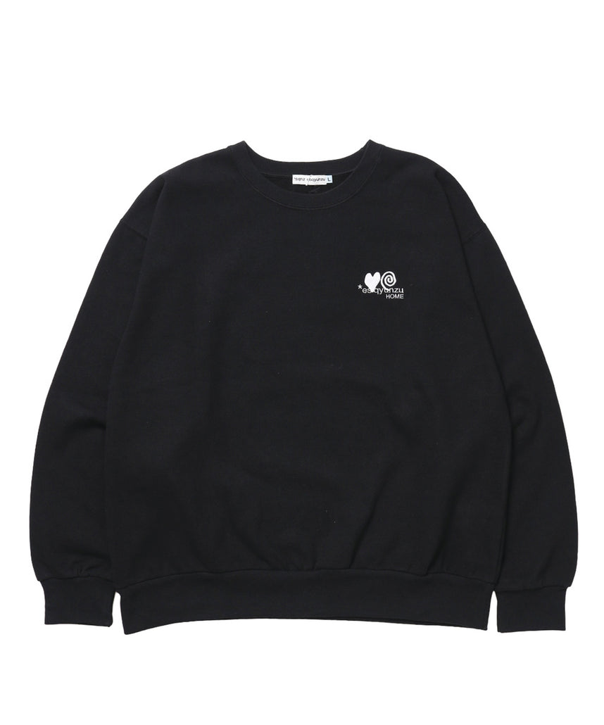 ※WEB限定 サークルハート刺繍裏起毛スウェット / sqnzU basic logo c/n ブラック