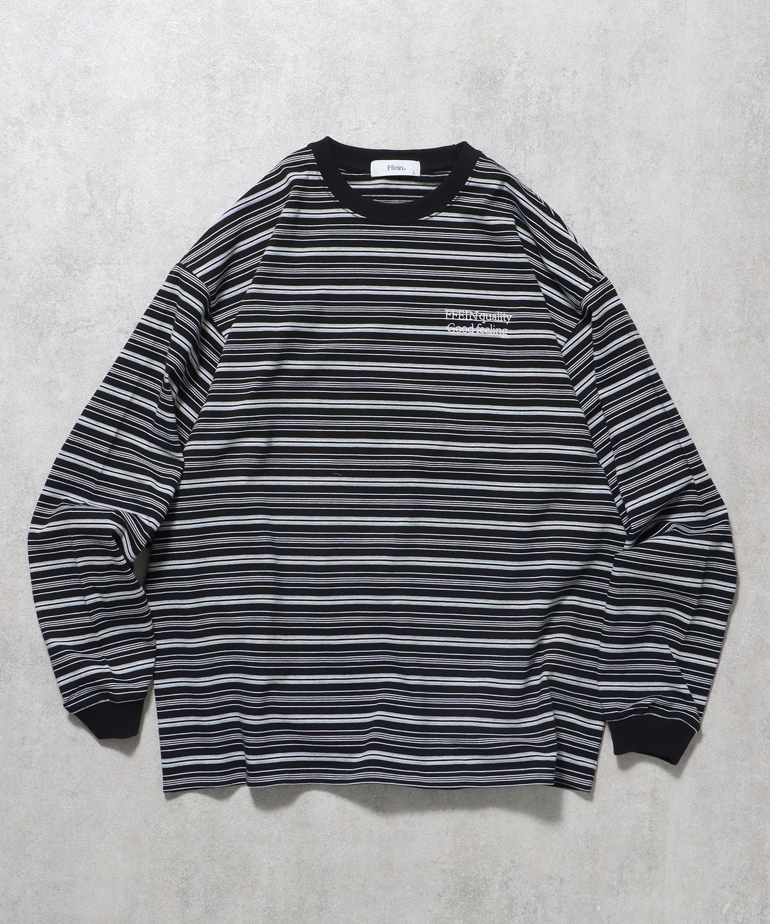 ロゴ刺繍マルチボーダーロングスリーブTシャツ ブラック