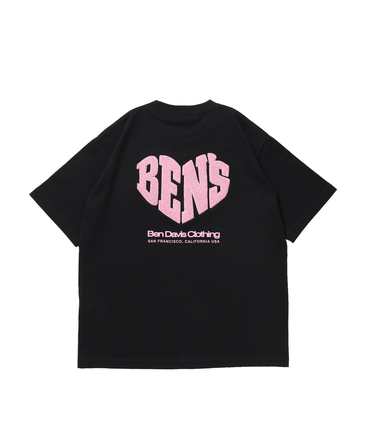 HEART CHENILLE 3 TEE / Tシャツ 半袖 クルーネック 刺繍 ワンポイント ユニセックス オーバーサイズ サガラ ブラック