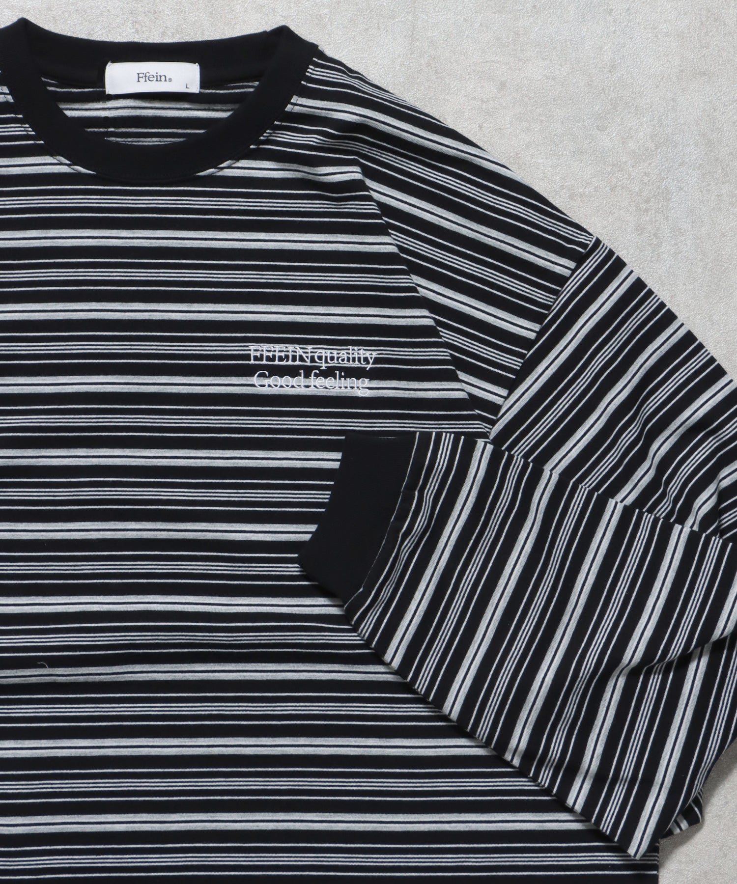 ロゴ刺繍マルチボーダーロングスリーブTシャツ ブラック