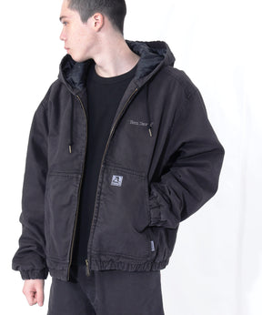 WORKERS PARKA / フーデッドワークジャケット ダブルジップ キルティング裏地 アウター ポケット ワーク ユニセックス ブラック