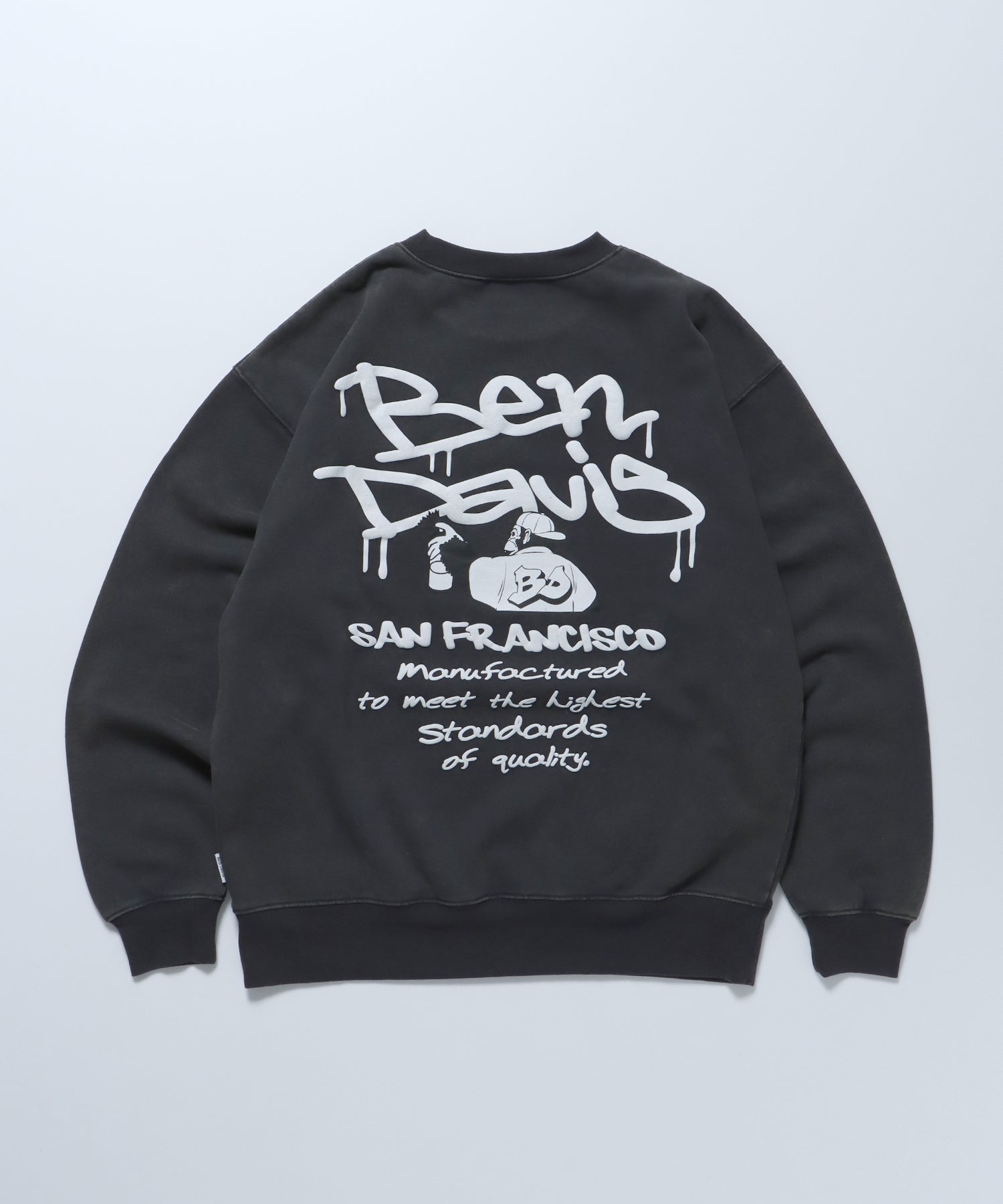 DRIP LOGO HARDWASH CREW / ロゴ ビッグ スウェット プルオーバー ヴィンテージ加工 チャコール