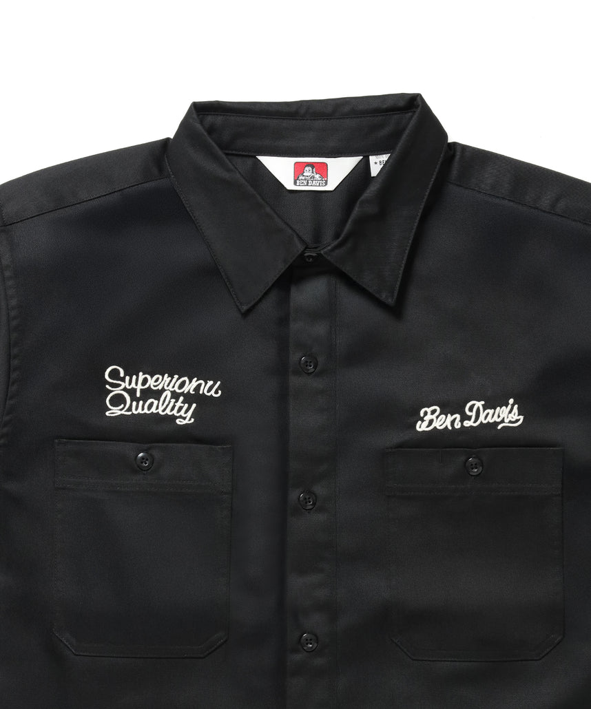 RACER S/S WORK SHIRT / 半袖 シャツ ワーク レギュラーカラー ボックスシルエット ブラック