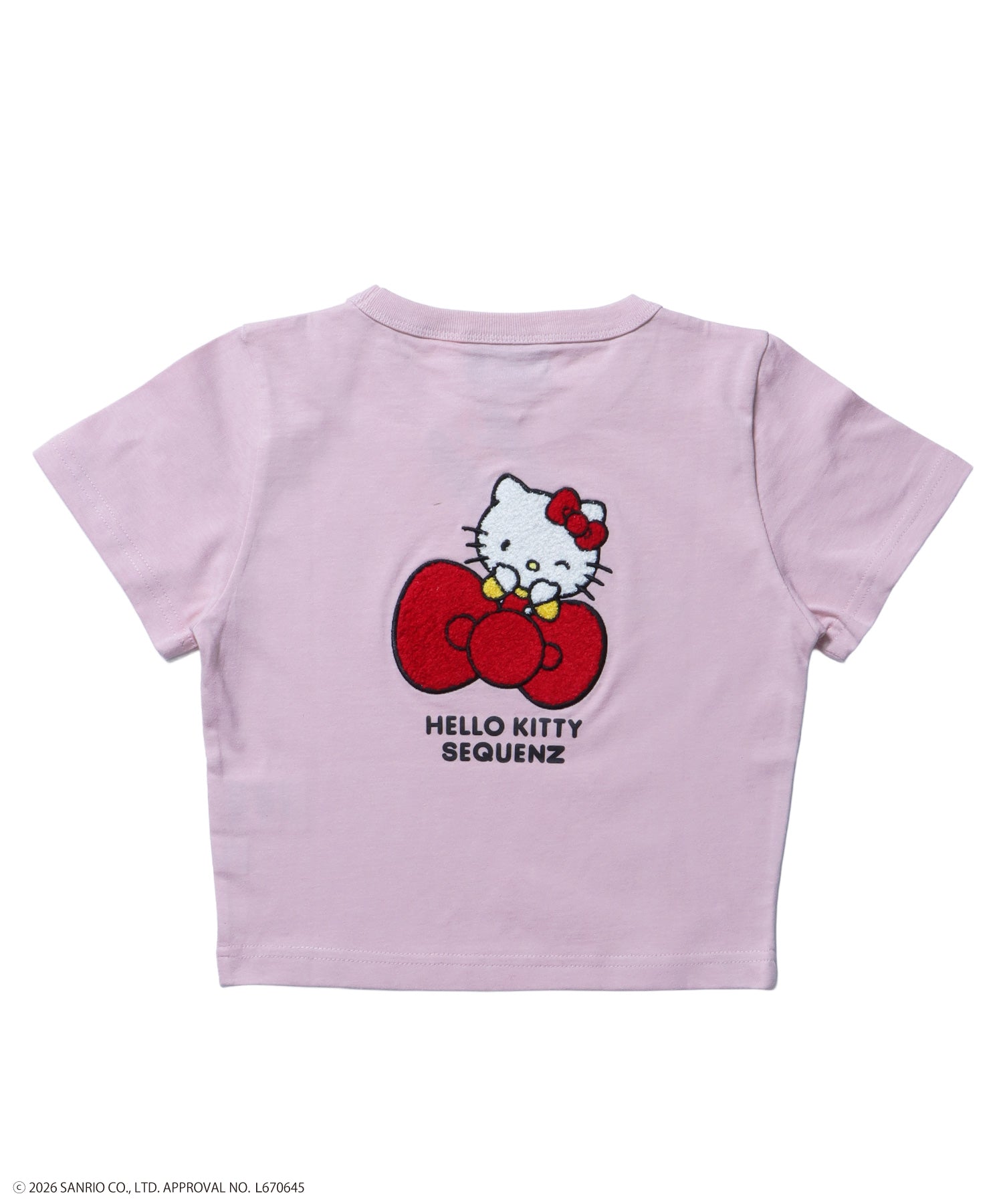 HK EMBROIDERY KITTY TEE / ハローキティ キティちゃん 半袖 クルーネック プリント ワンポイント 刺繍 ライトピンク