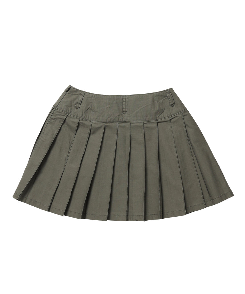 ※WEB限定 / レディースアイレットプリーツミニスカート / sqnz eyelet pleats skirt カーキ