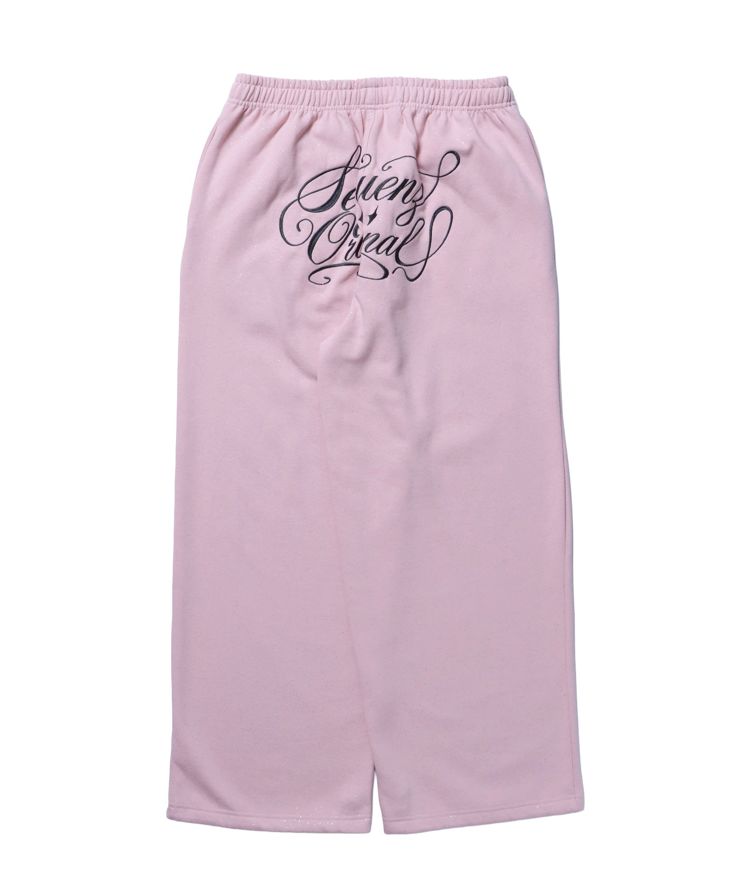 SQNZ GLITTER SWEAT PANTS / グリッター ラインストーン スウェットパンツ ドローコード 裏起毛 【セットアップ着用可】 ライトピンク