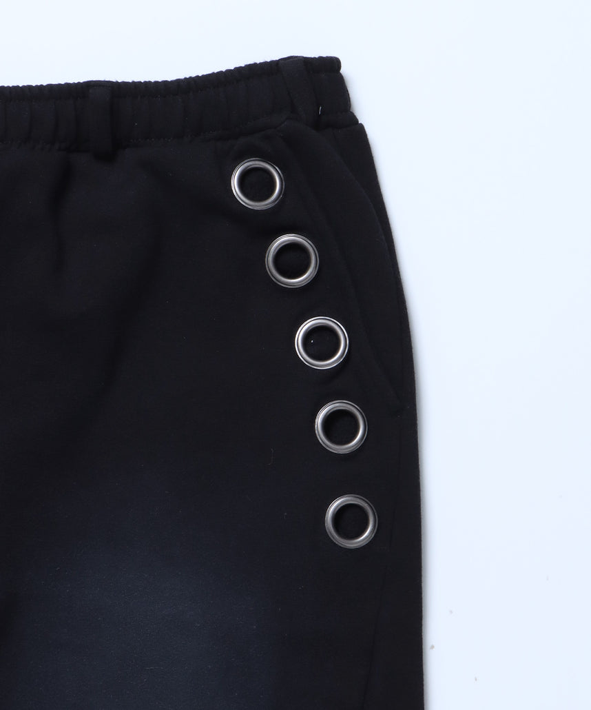 sqnz fade sweat pants / スウェット パンツ 加工 ハトメ スタッズ 裏起毛≪SET UP着用可能≫ ブラック
