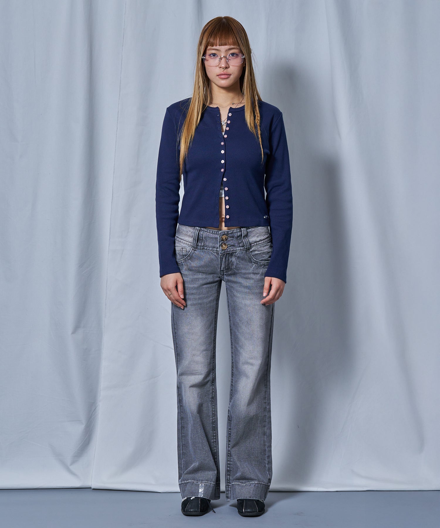 ※WEB限定 / レディースフィットカーディガン / sqnz fit cardigan ネイビー