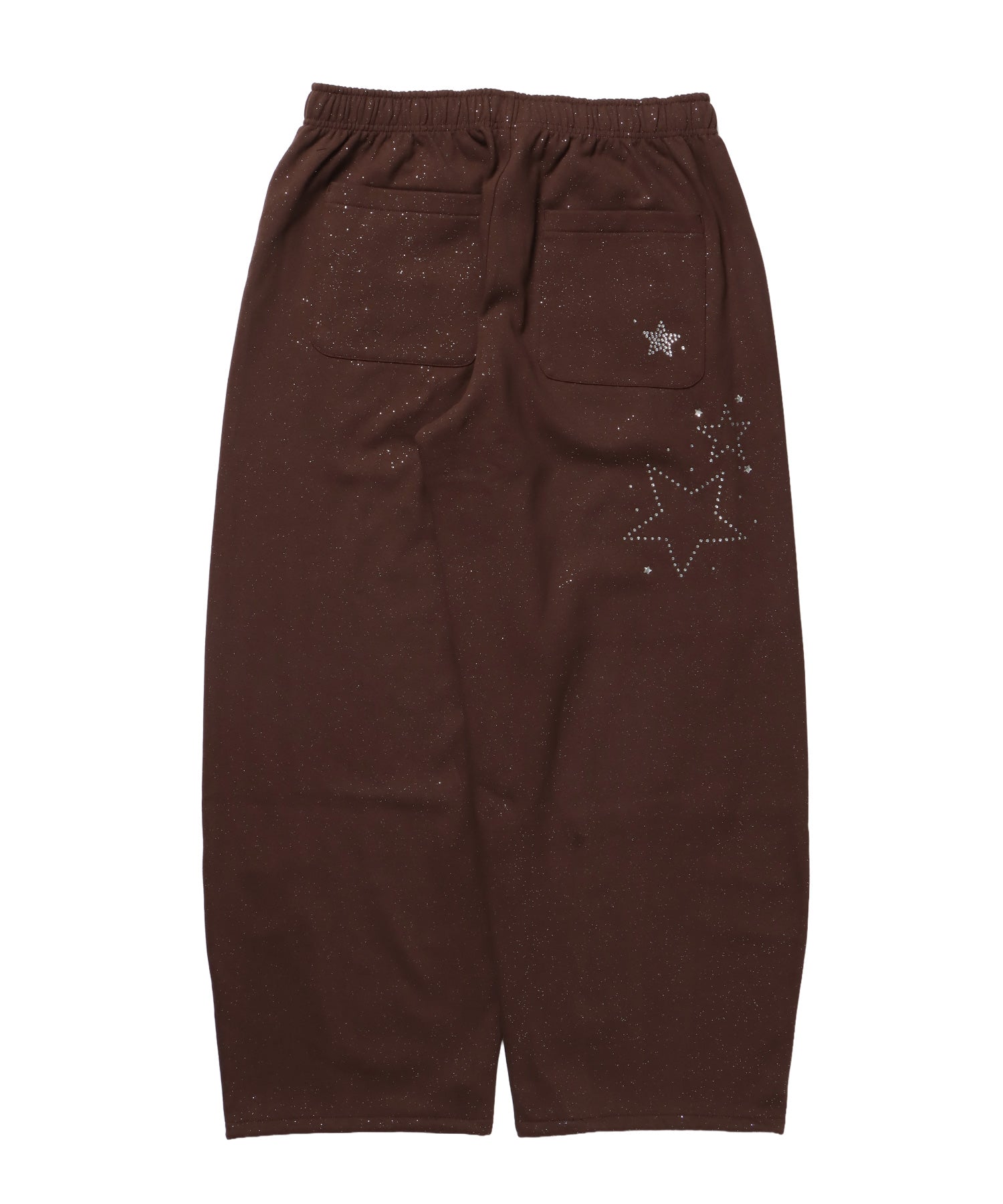 sqnz glitter sweat pants / グリッター スウェットパンツ ラインストーン ドローストリング ポケット 裏起毛 【セットアップ着用可能】 モカ